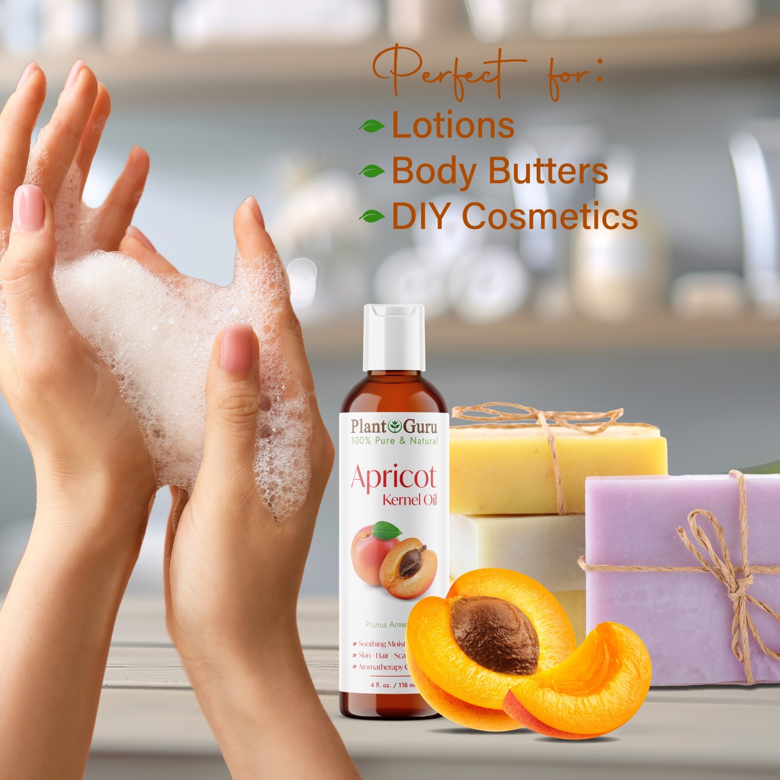 Apricot Kernel Oil 2 oz. 100% Pure Natural Carrier For Skin, Hair, Face, Massage