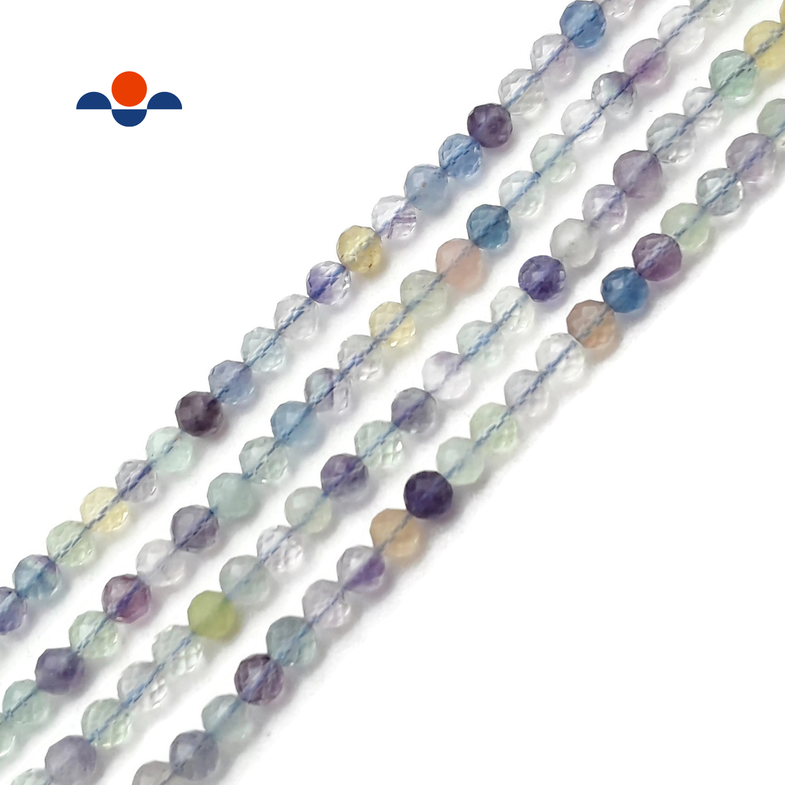 Multi Color Fluorite Faceted Round Beads Size 3mm 4mm 15.5″ Strand