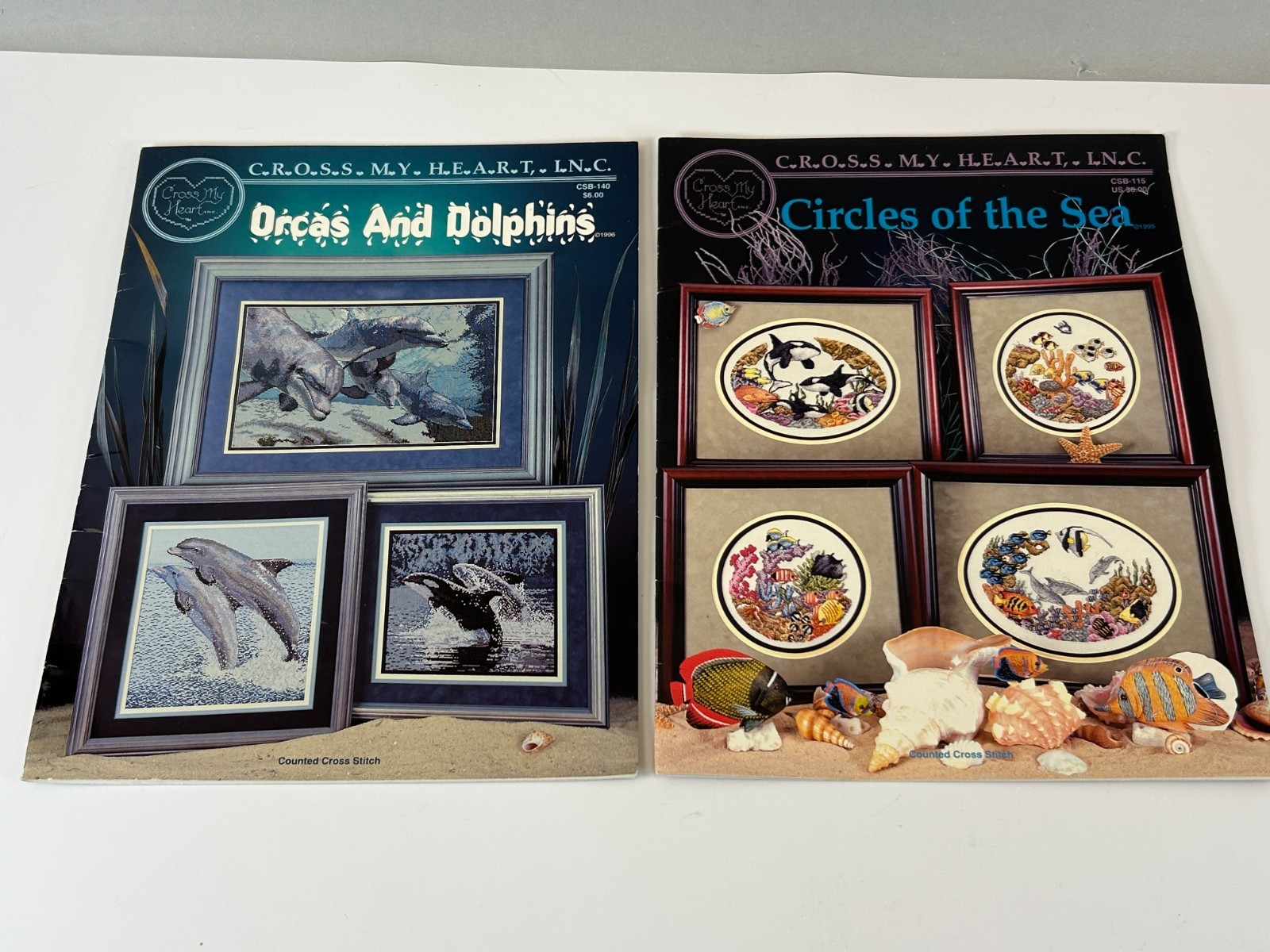 Orcas Dolphins Fish Ocean Coral Sea Life Counted Cross Stitch Charts Booklets