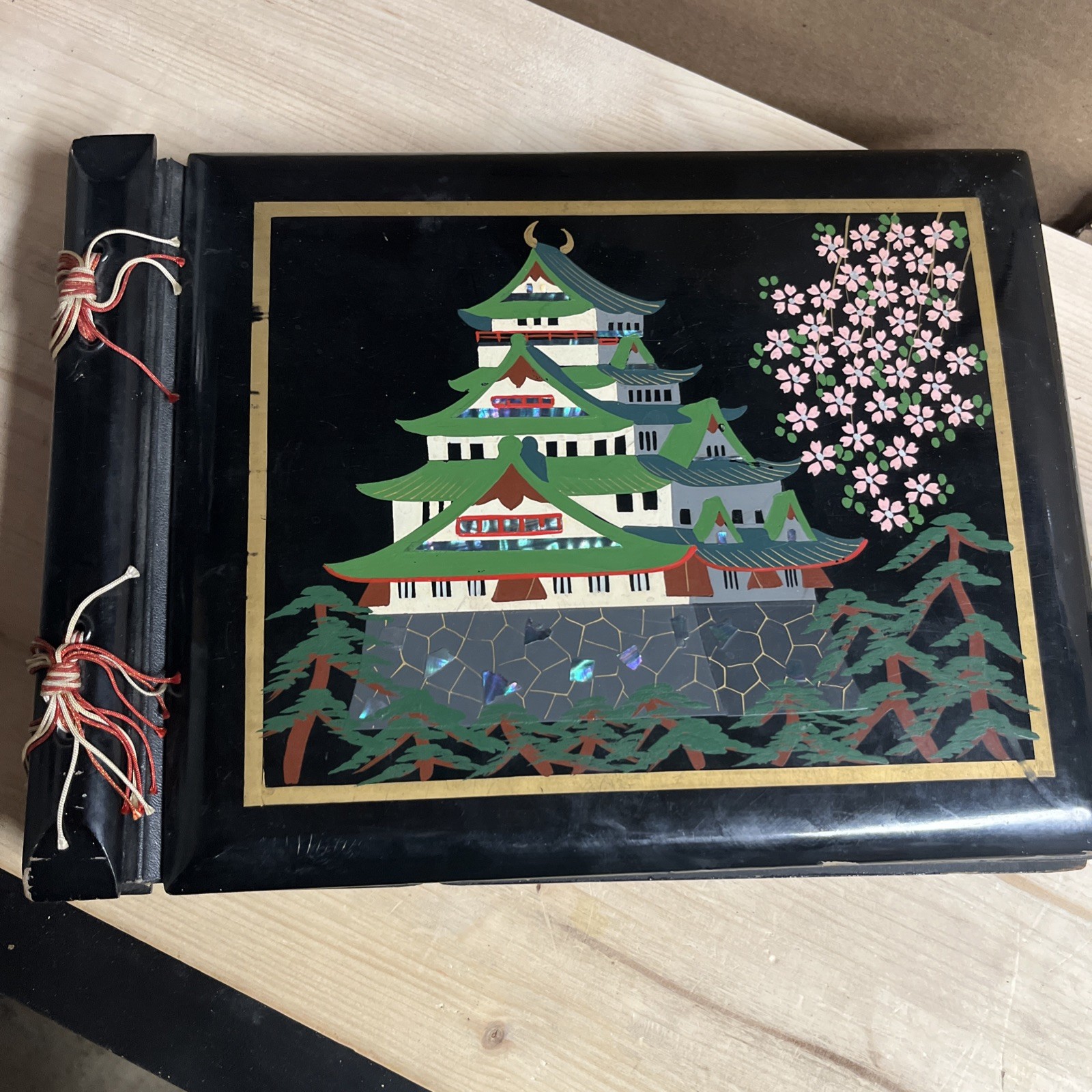 Vintage 1950s Japanese Photo Album – Black Lacquer