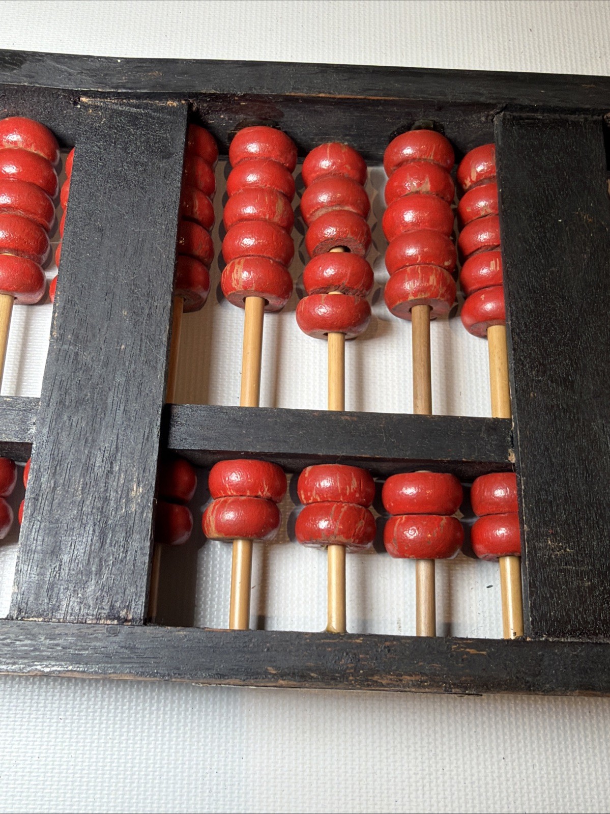 Antique Chinese Abacus Adding Calculator Wood Brass 13 Rows 91 Bead Lotus-Flower