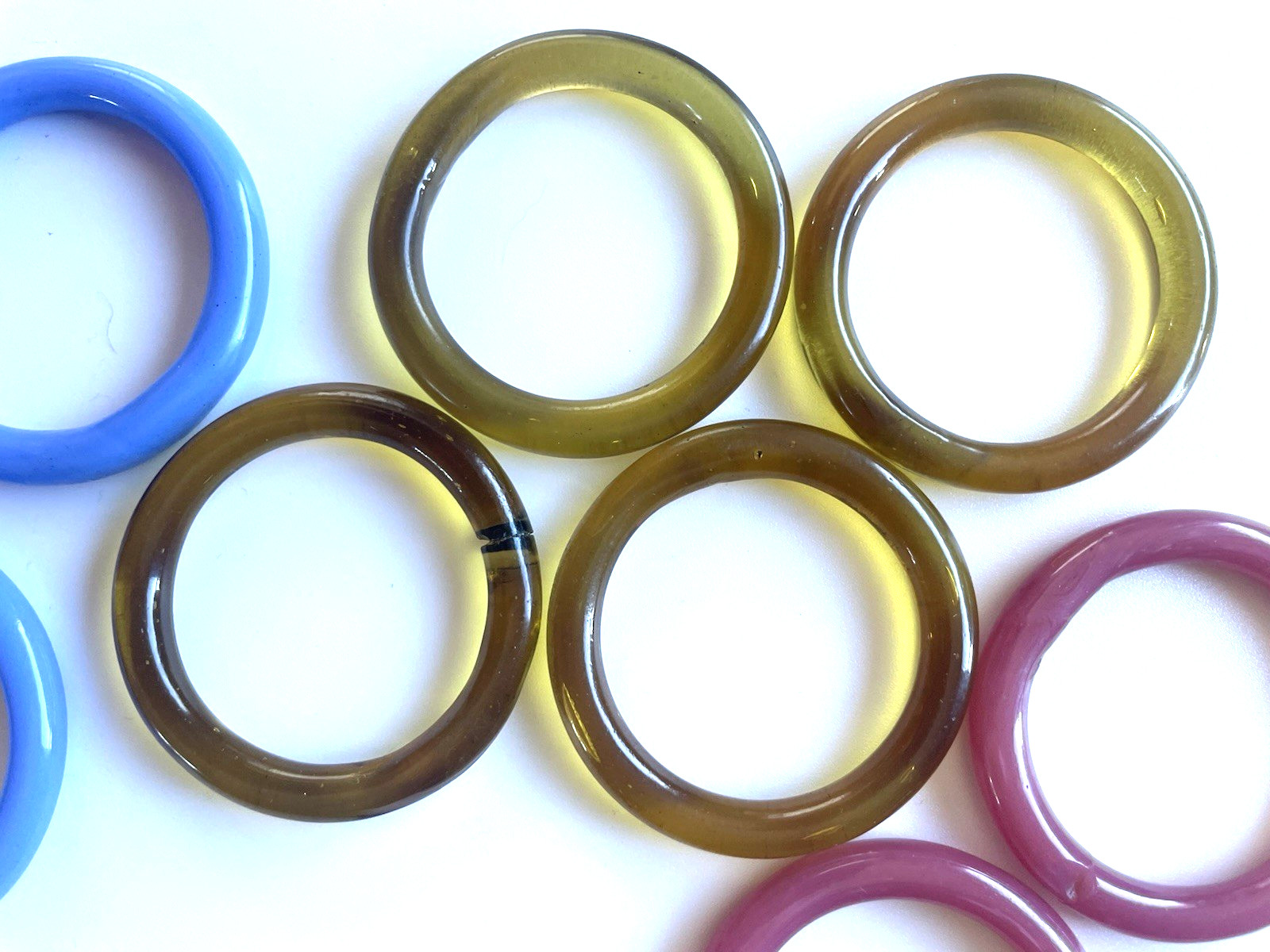 Antique 1920’s Chinese Peking Glass 2″ Sewing Rings Set of 13