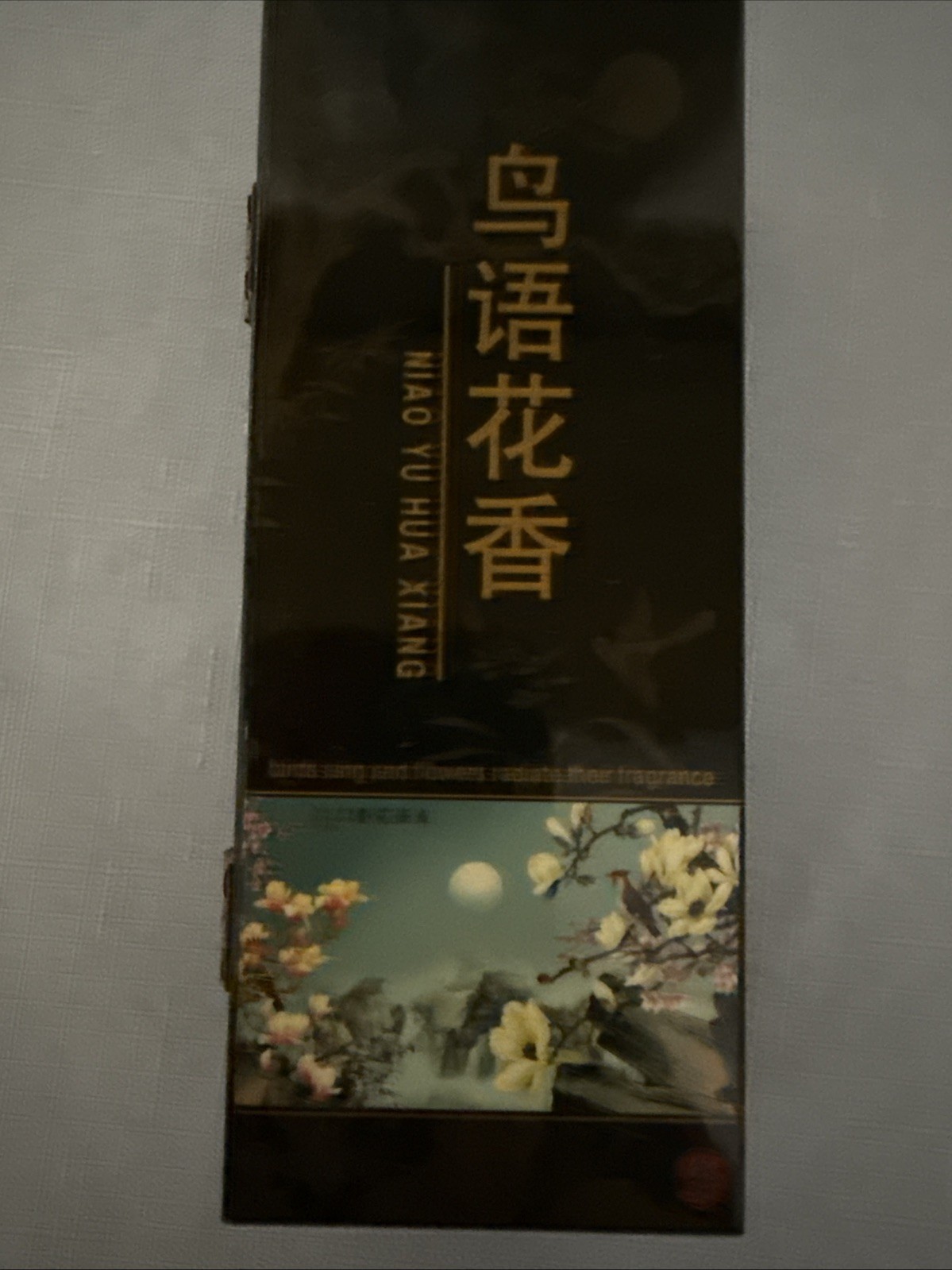 Mini Chinese Folding Screen Birds and Flowers Table Top 6 Panel