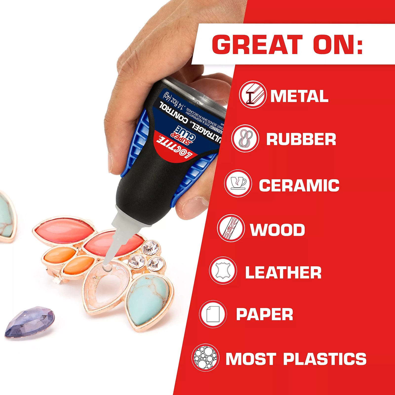 Loctite Super Glue Ultra Gel Control, Clear, 0.14 fl oz Bottle, 1 Pack –