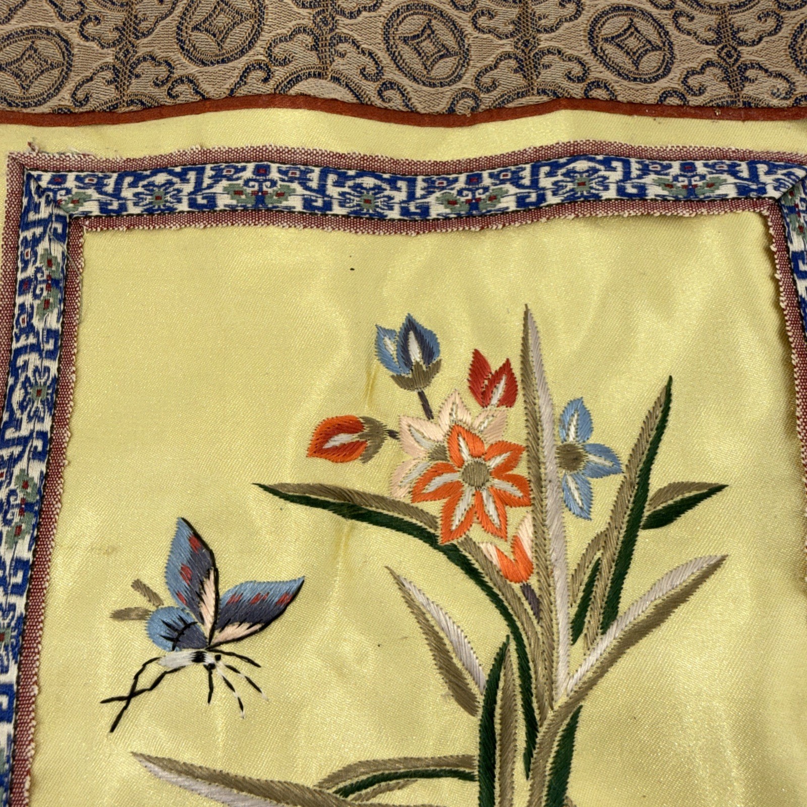 Vintage Chinese Silk Embroidery Flower Hand Embroidered Panel Number 07 10×11.5
