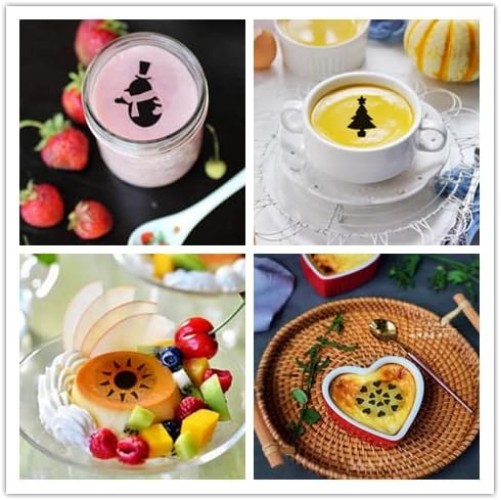 Coffee Art Stencils Set 36 Patterns Plus 2 Powder Shakers for Latte Cappuccino