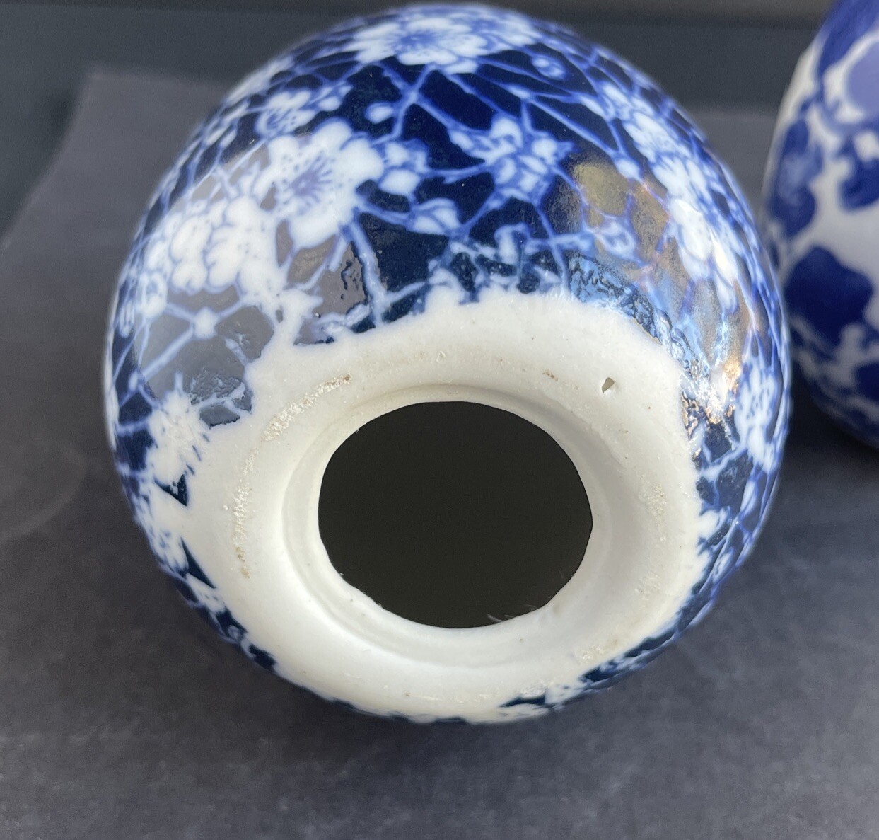 Vintage Asian Blue & White Two Large Eggs 4.25” Collectable Home Decor
