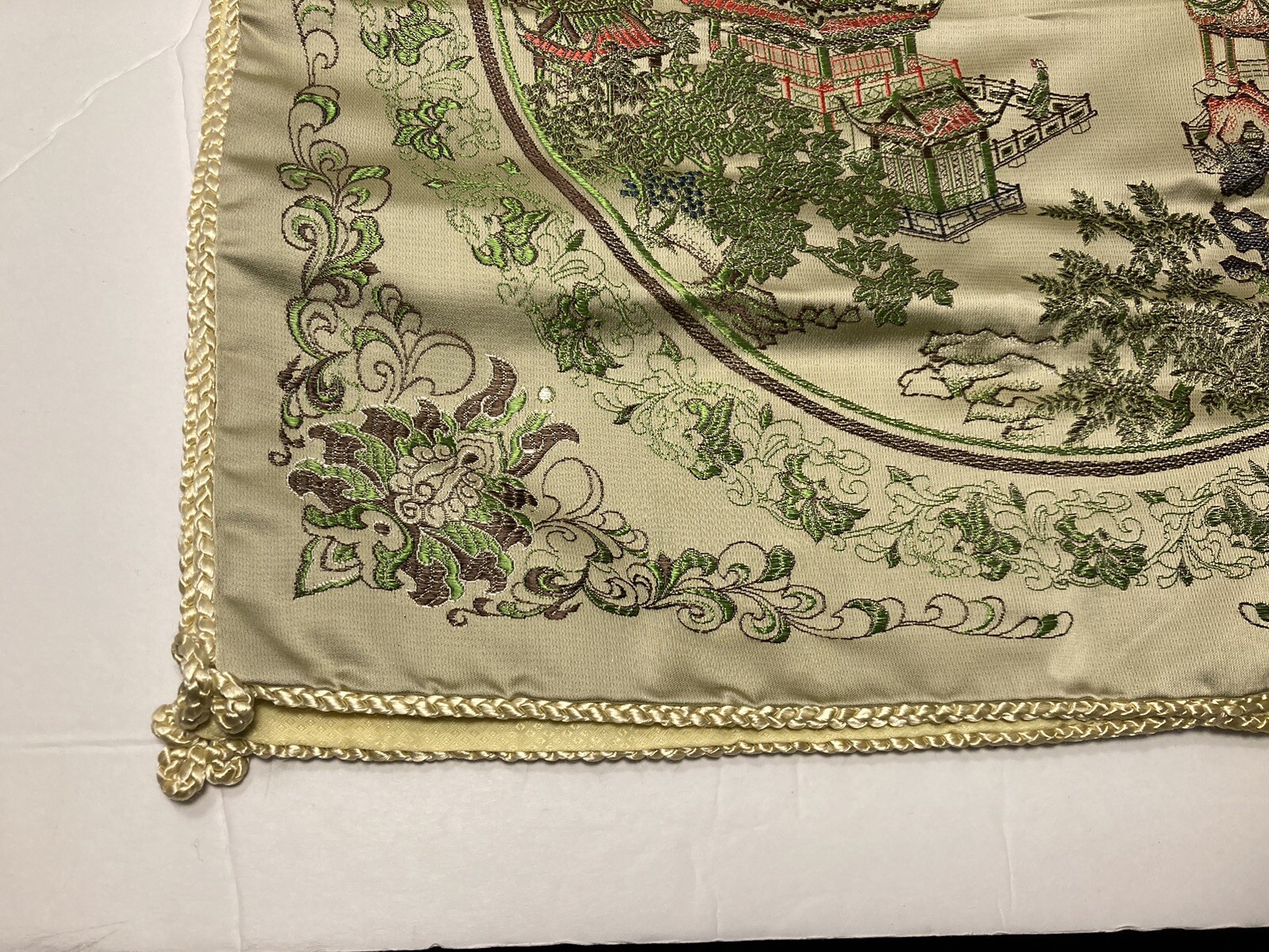 Vintage Chinese Silk Brocade Pillow Covers Tapestry Jin Sheng 18”