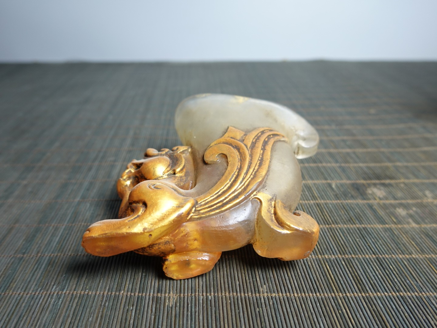 4.1″ Collect Old China Coloured Glaze Painted Chi-dragon Handle Three-legged Cup