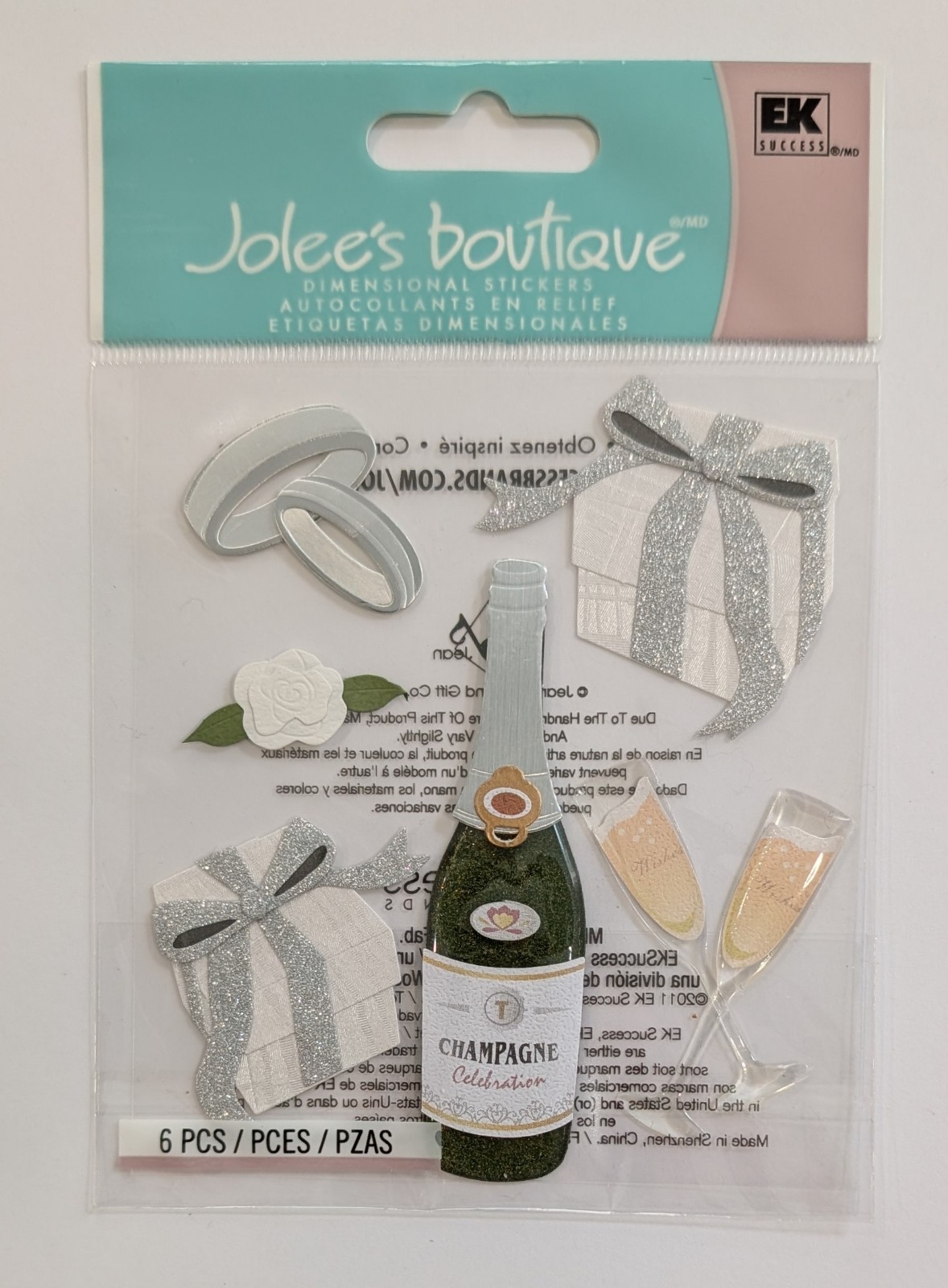 RARE Jolee’s Wedding Gifts Champagne Rings Scrapbooking Stickers