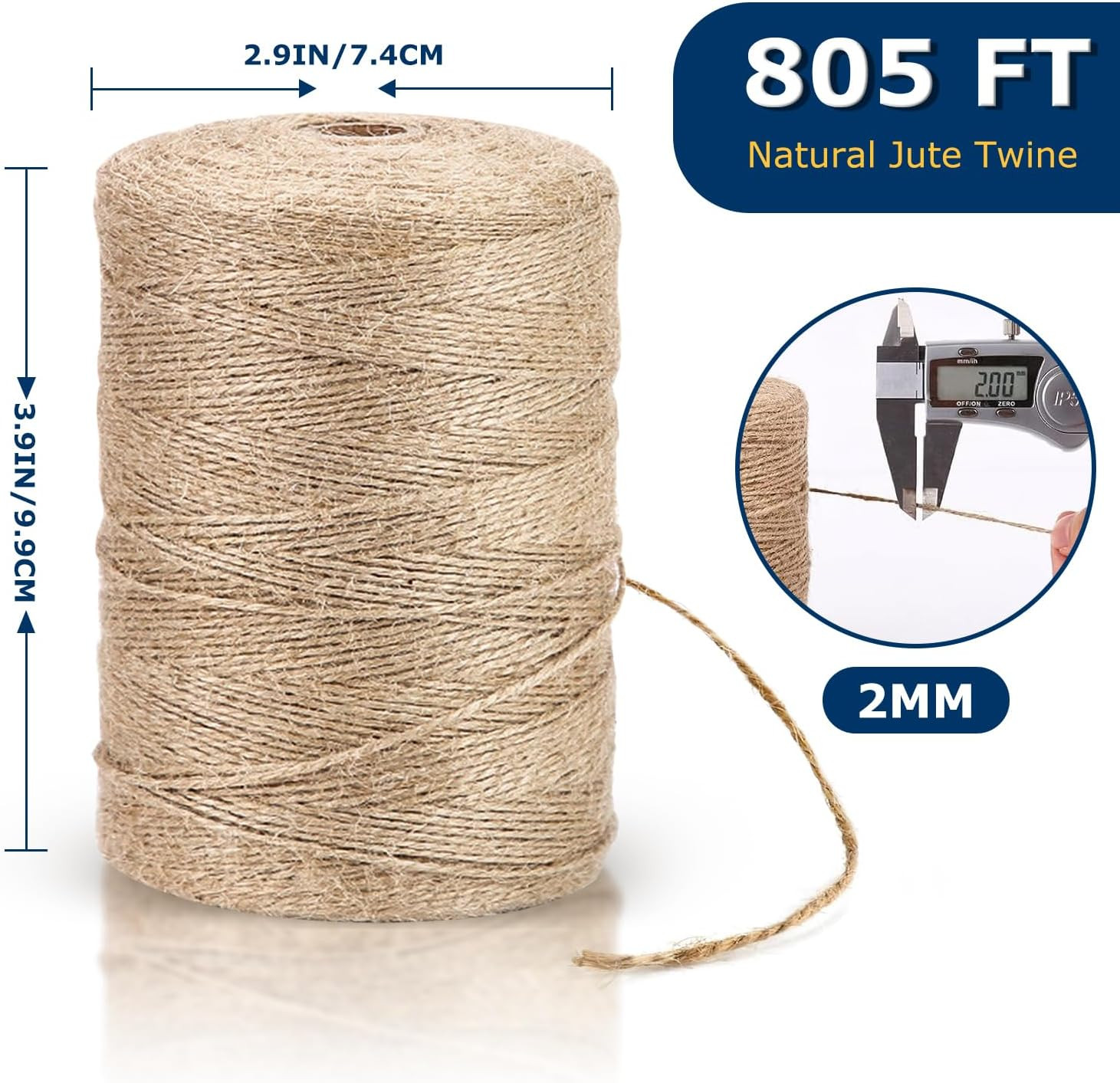 805FT Natural Jute Twine String, Bulk Hemp Jute Rope Cord Twine for Crafts Garde