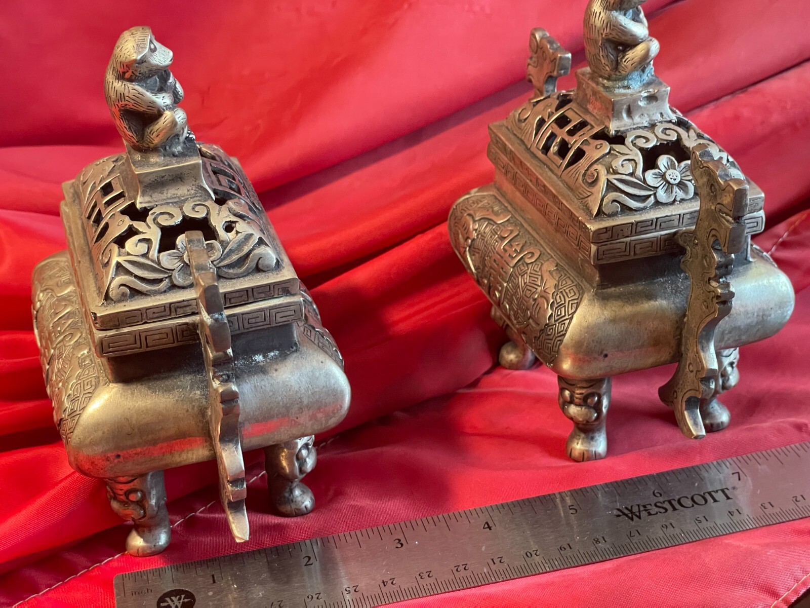 Old Chinese Bronze Incense Burner 2pcs