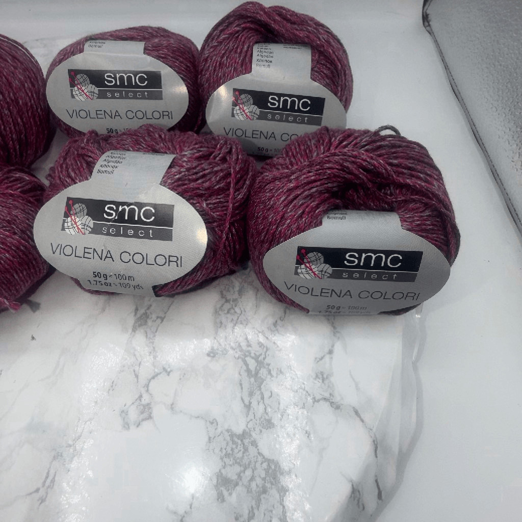 SMC SELECT Violena Cotton Modal Blend Red Grey Yarn-8 Skeins NEW!