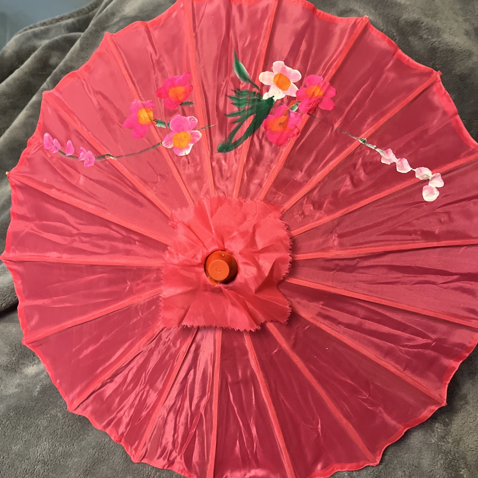 Chinese Pink Floral Umbrella Decor See Description