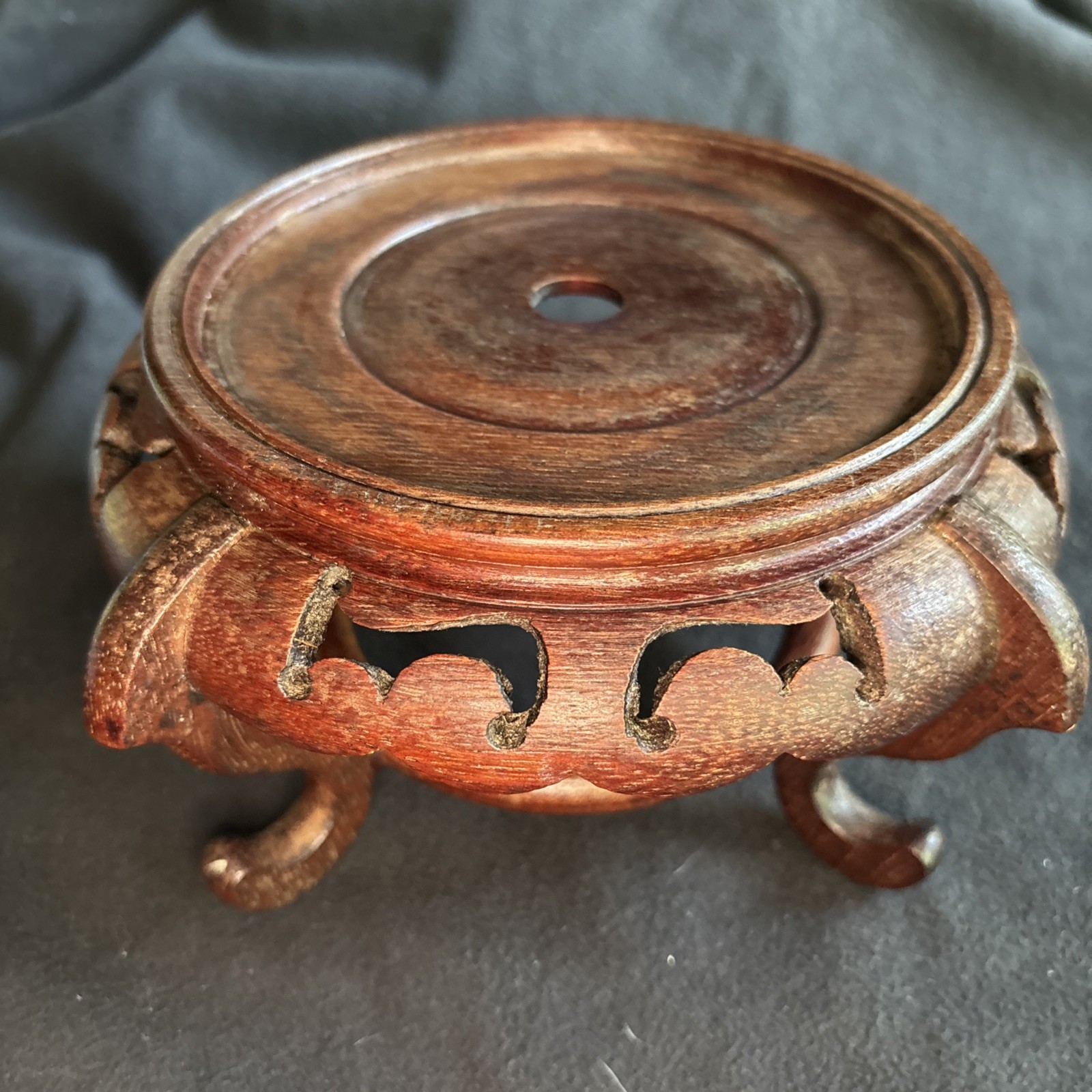 Chinese Display Stand Pedestal Raised Hand Carved Vintage Hardwood Base Riser