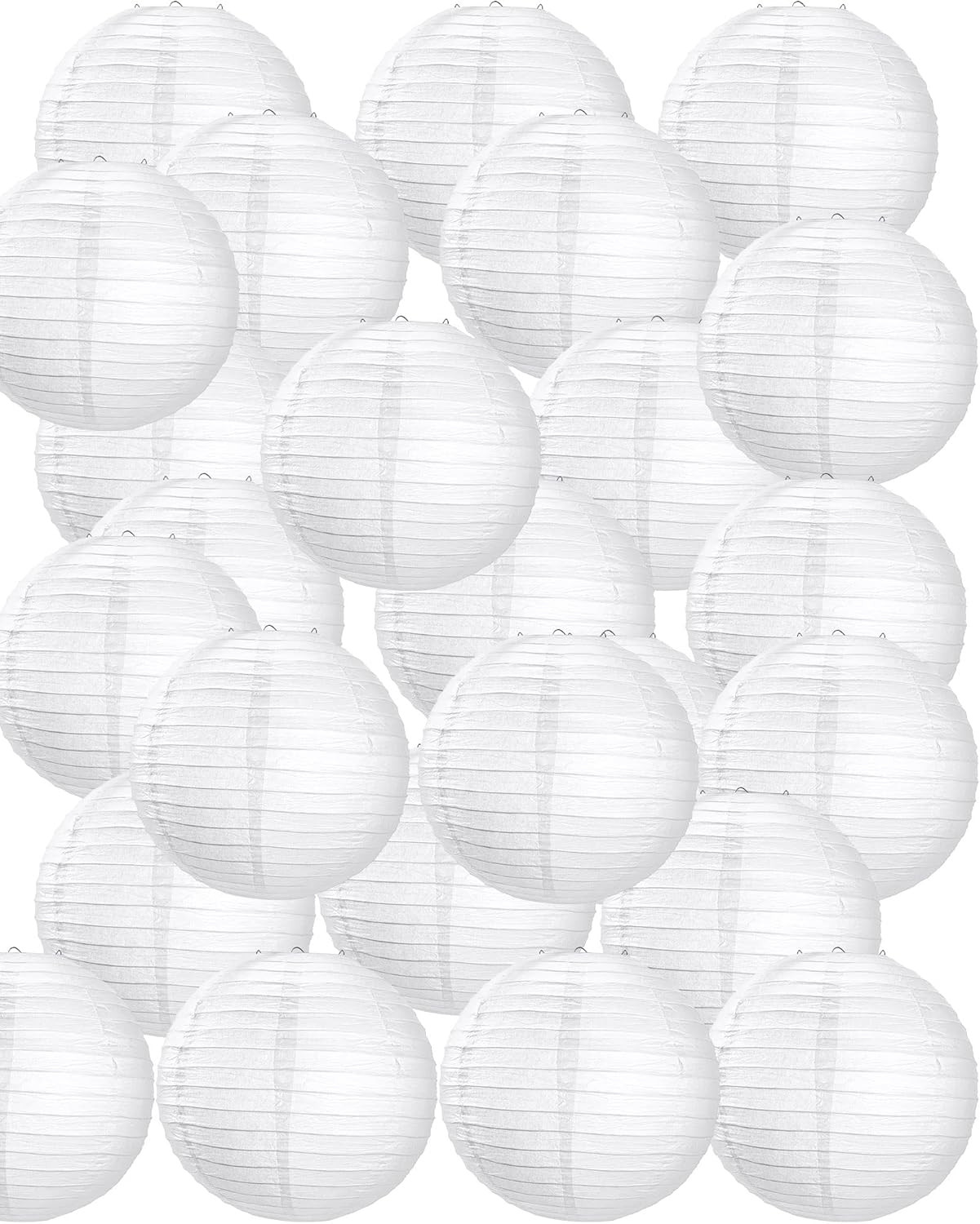 30 Pack White Chinese Japanese Paper Lanterns Decorative Hanging round Paper Lan