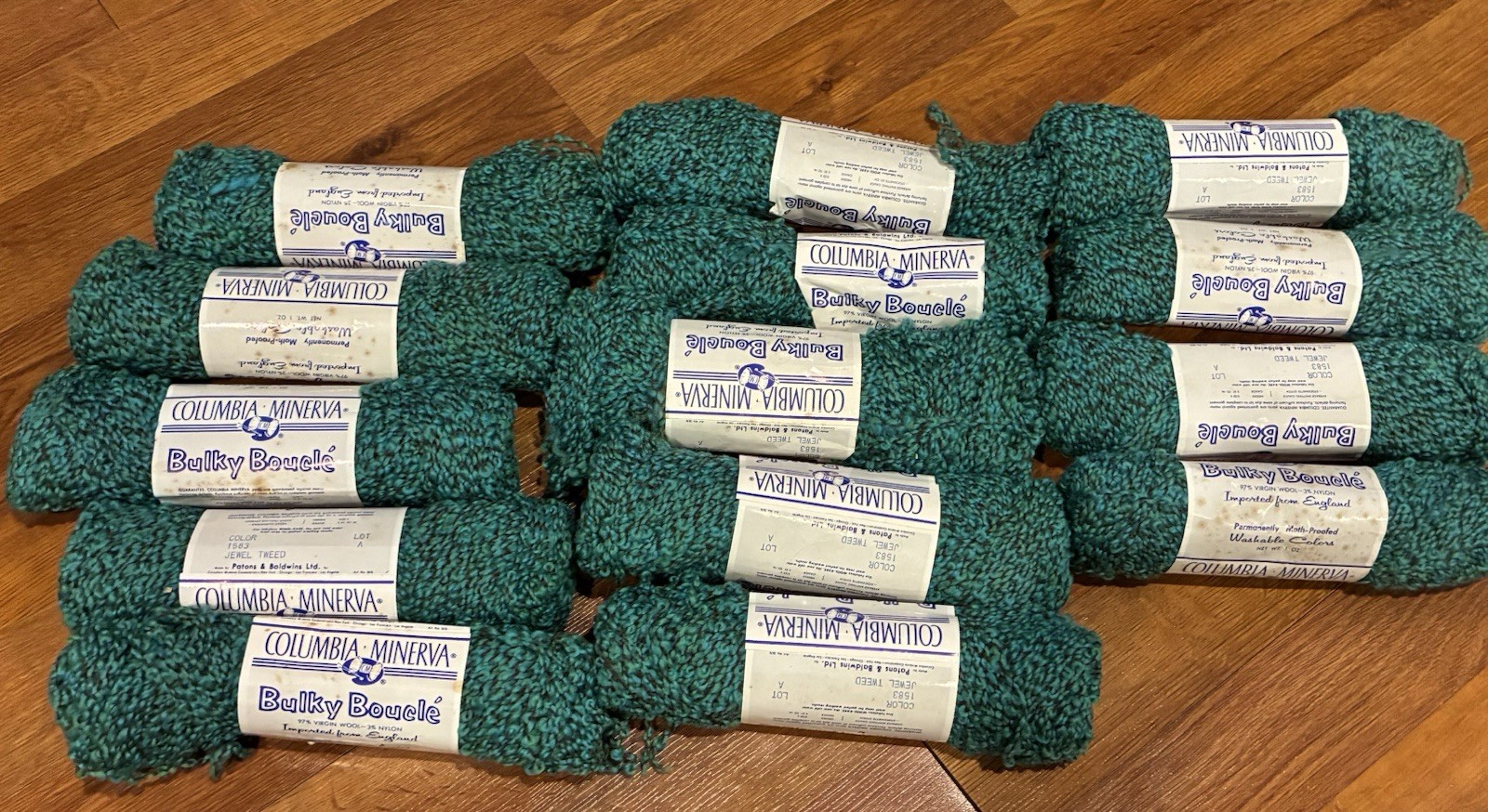 vtg 14 Columbia Minerva 1 Oz Wool Bulky Boucle YARN Jewel Tweed Lot