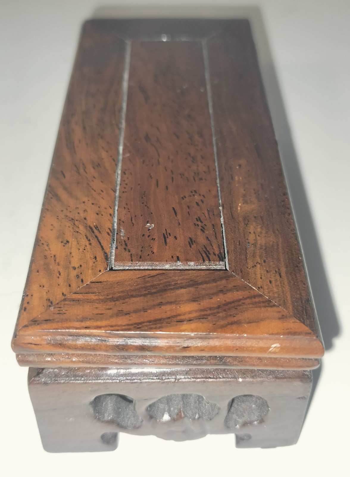 Vintage Chinese Hand Carved Rosewood Wooden Scroll Work Rectangle Display Stand