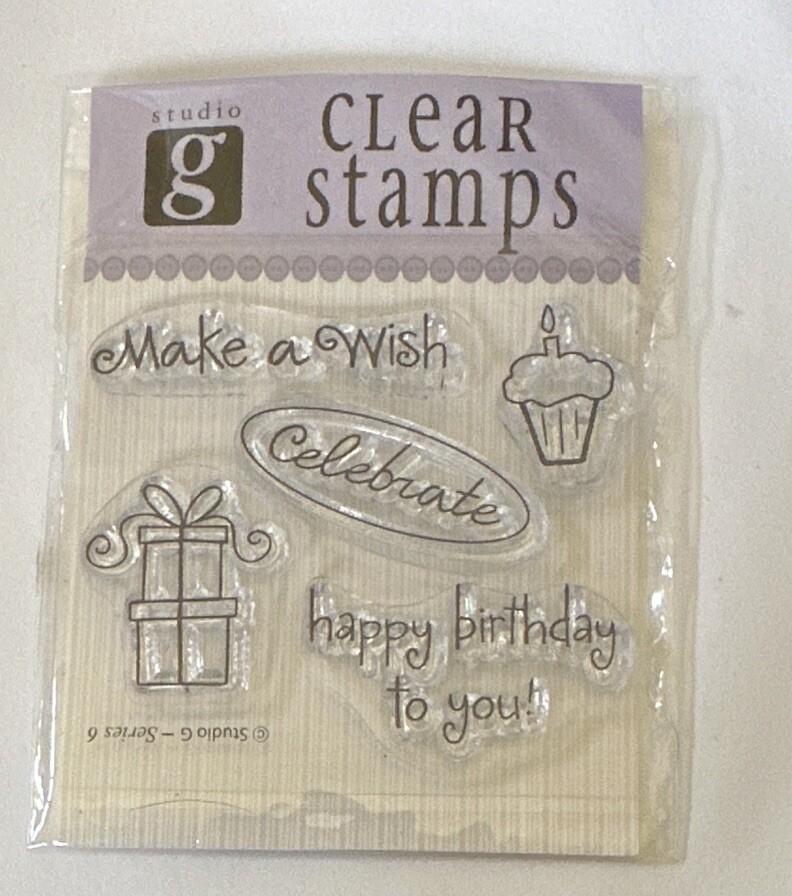 Studio G Clear Stamps Set Happy Birthday to You Make a Wish Cupcake Acrylic 5