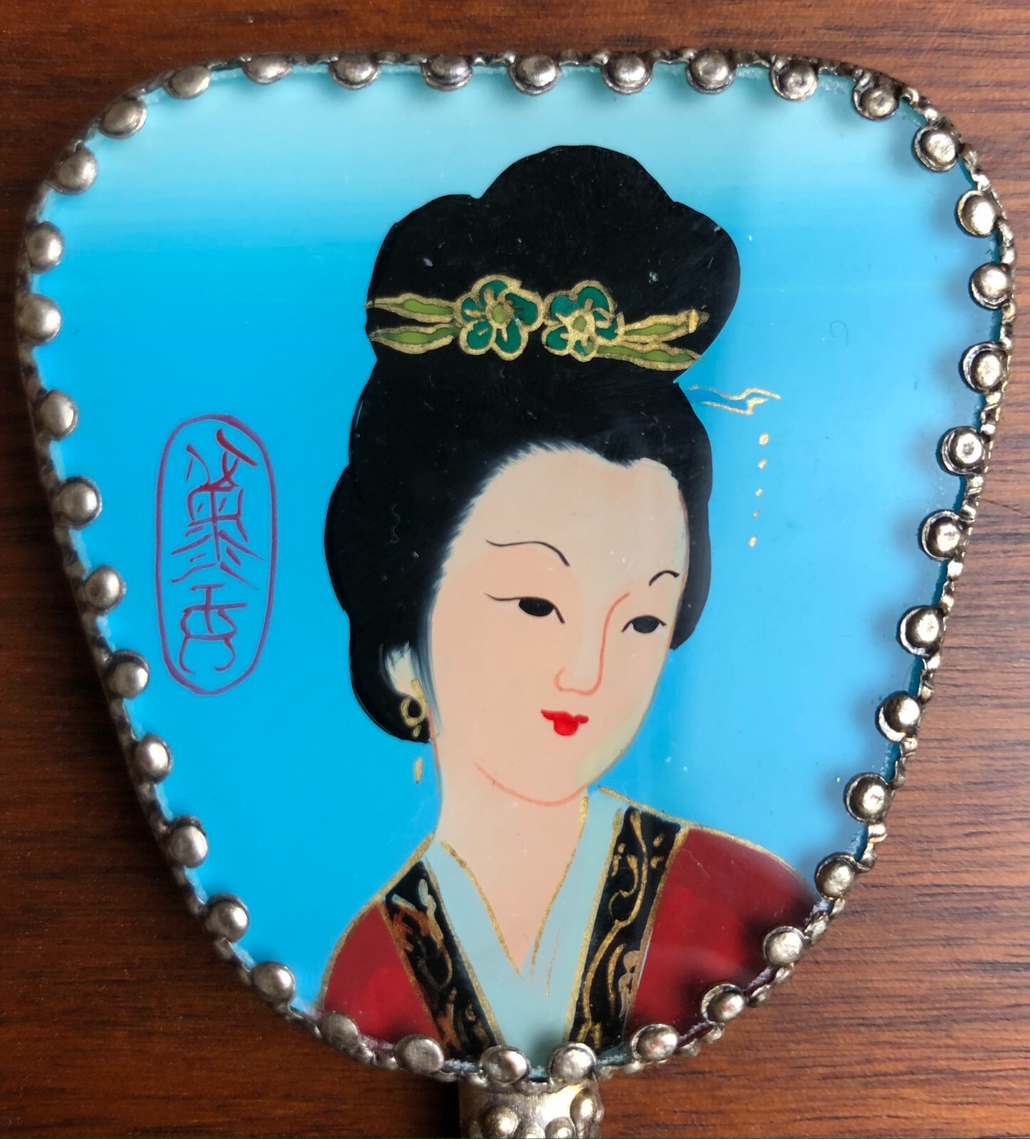 1940s or 1950s Small Chinese Mirror with Box