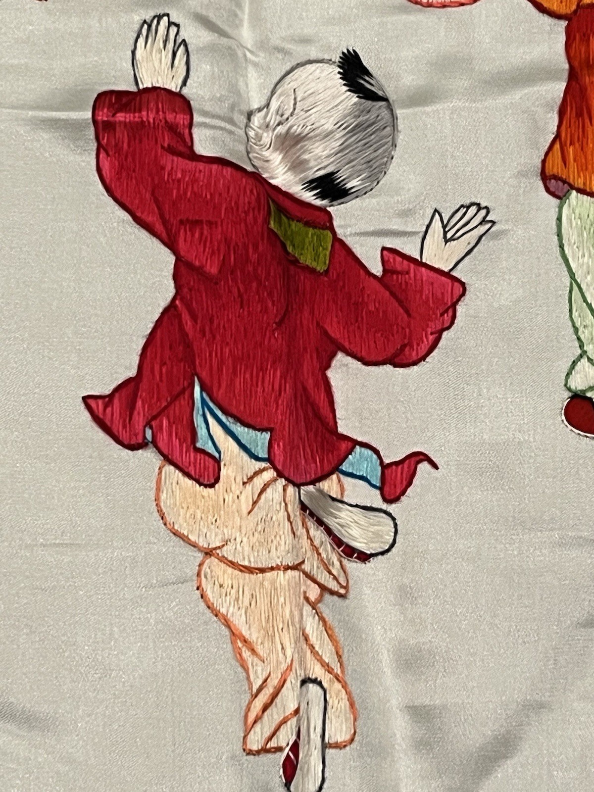 Vintage Handwoven Chinese Silk Embroidery Art – Children Playing – 41″ x 14″