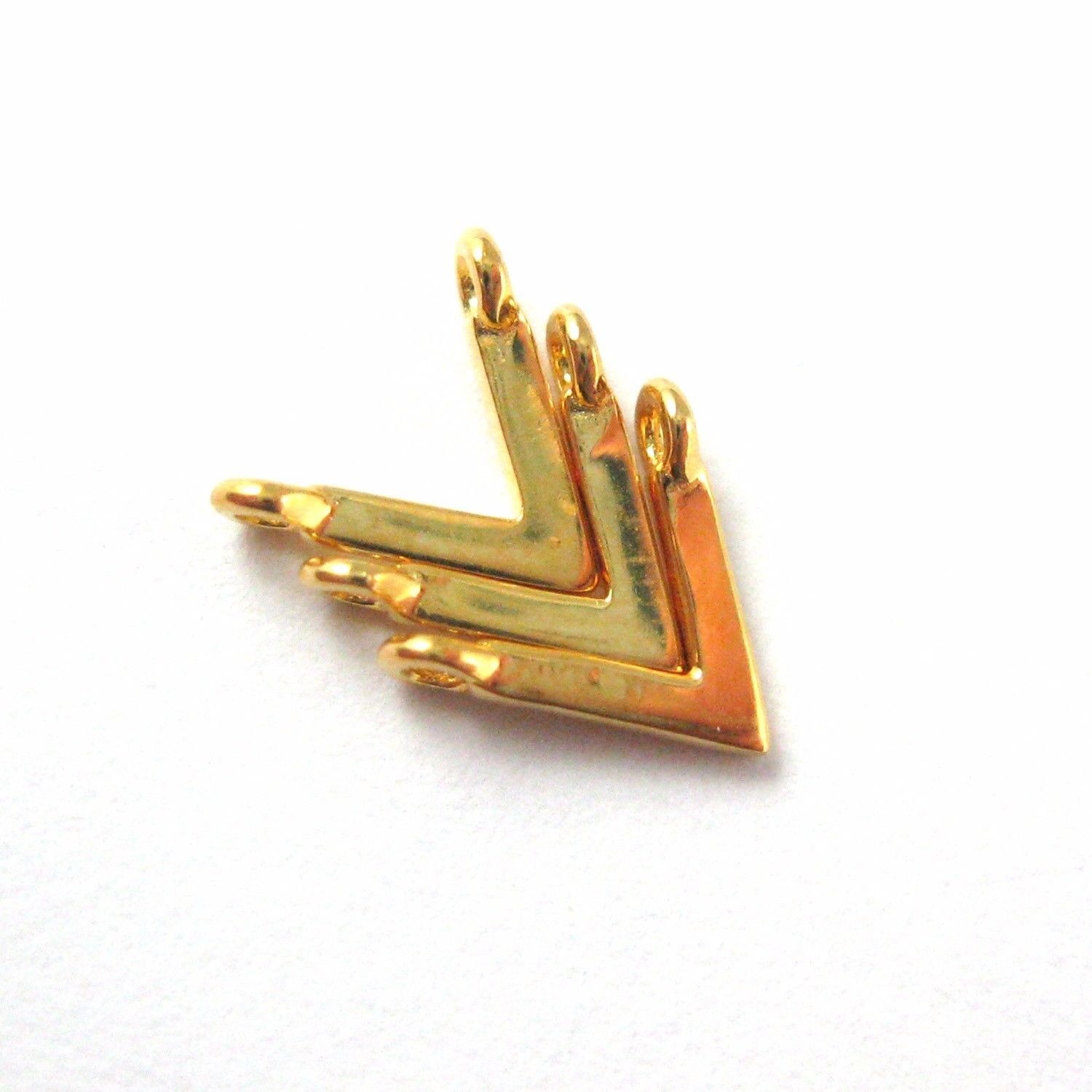Gold over 925 Silver Charm- Chevron Triangle Spike -Link Connector -6.5mm -3 pcs