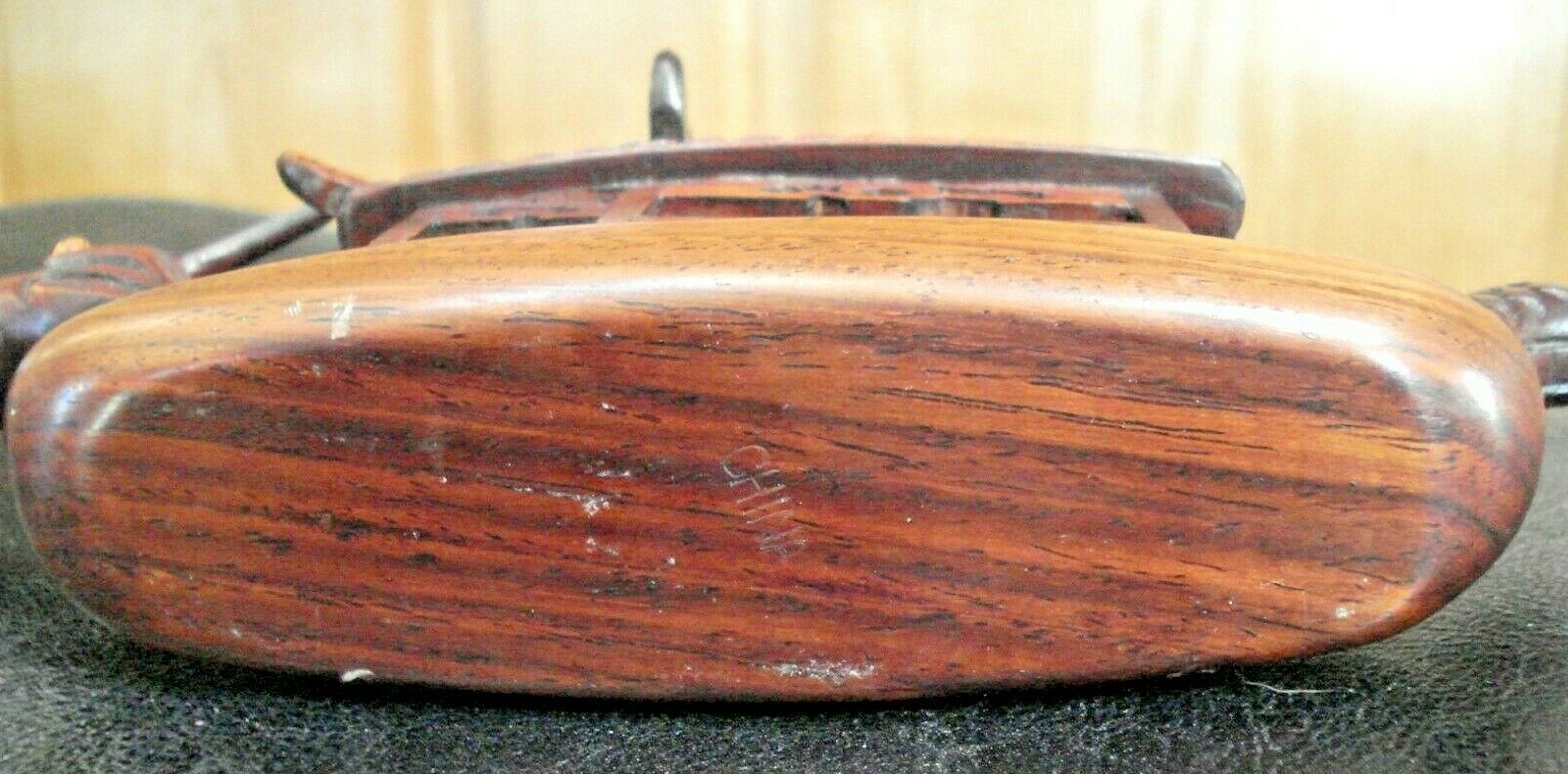 RARE VINTAGE Hand Carved Chinese Teak Wood Dragon Ship Removable Head & Tail