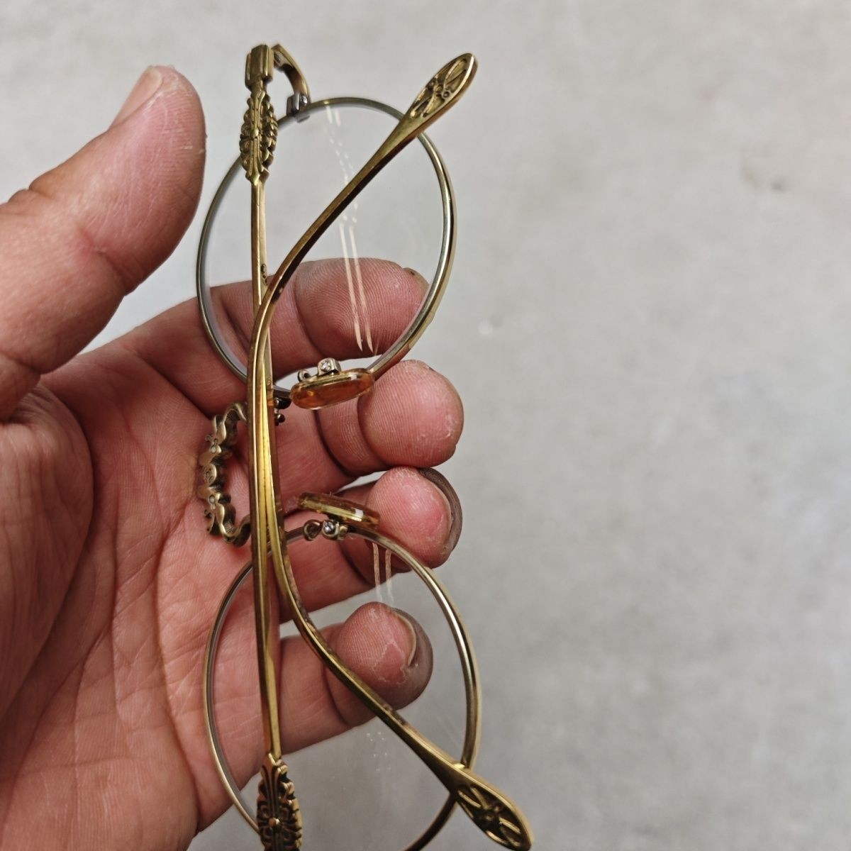 Vintage Copper Nickel Alloy Frame Crystal Eyeglasses Double Dragon Design