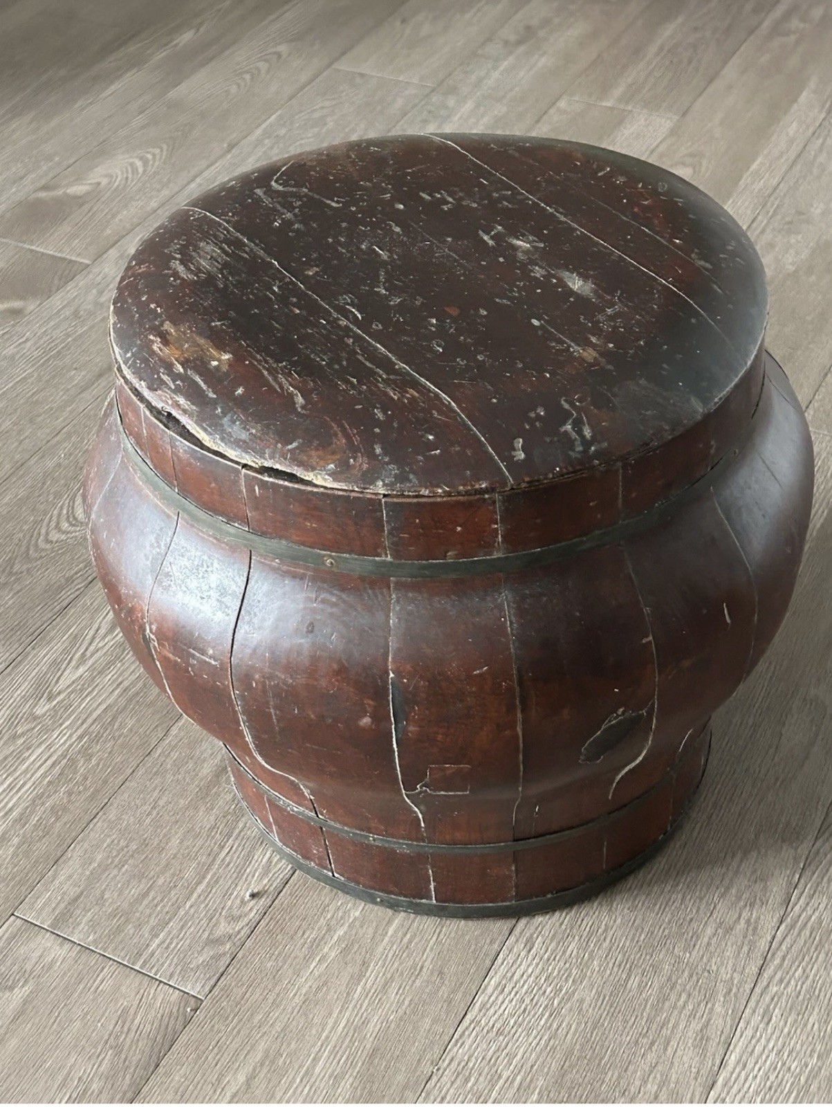 Antique Chinese Wood Rice Barrel Solid Wood