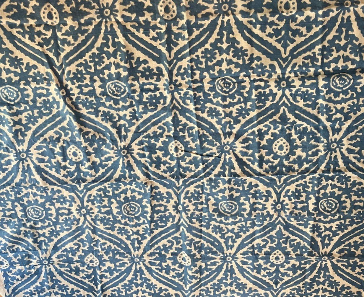 Ralph Lauren Blue And White Linen Blend Ikat Fabric