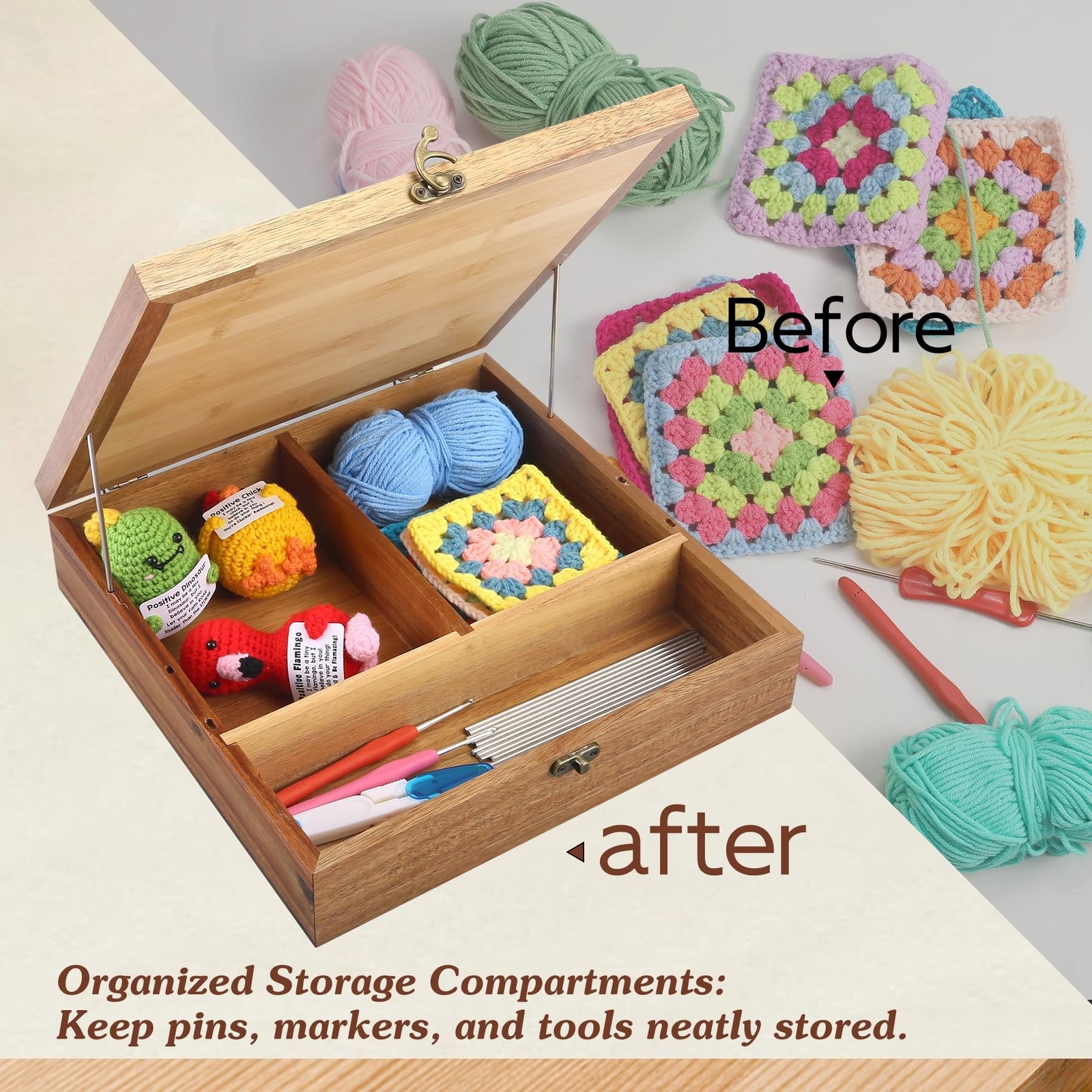 12.0″ Crochet Blocking Board with Gift Box & Storage Drawer, Acacia & Bamboo …