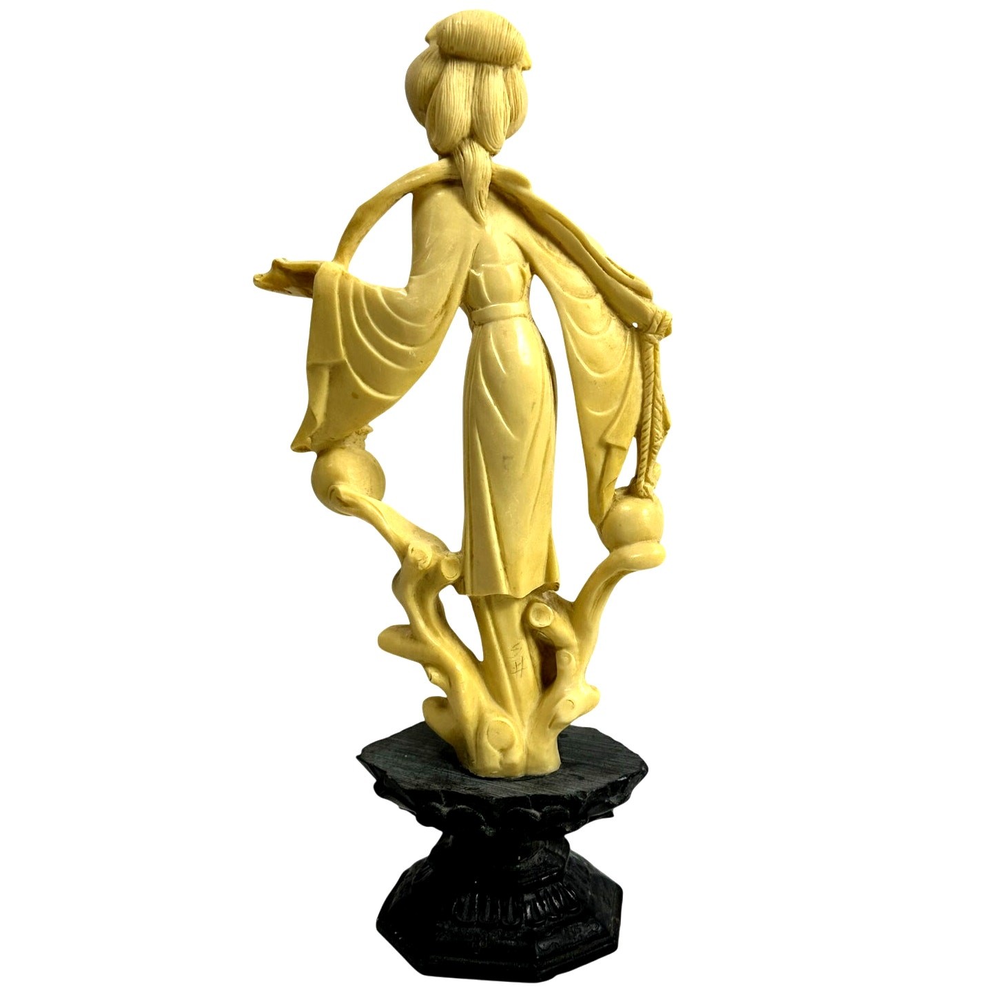 A. Santini Sculpture Mid Century Geisha Girl Alabaster Resin Figurine Signed
