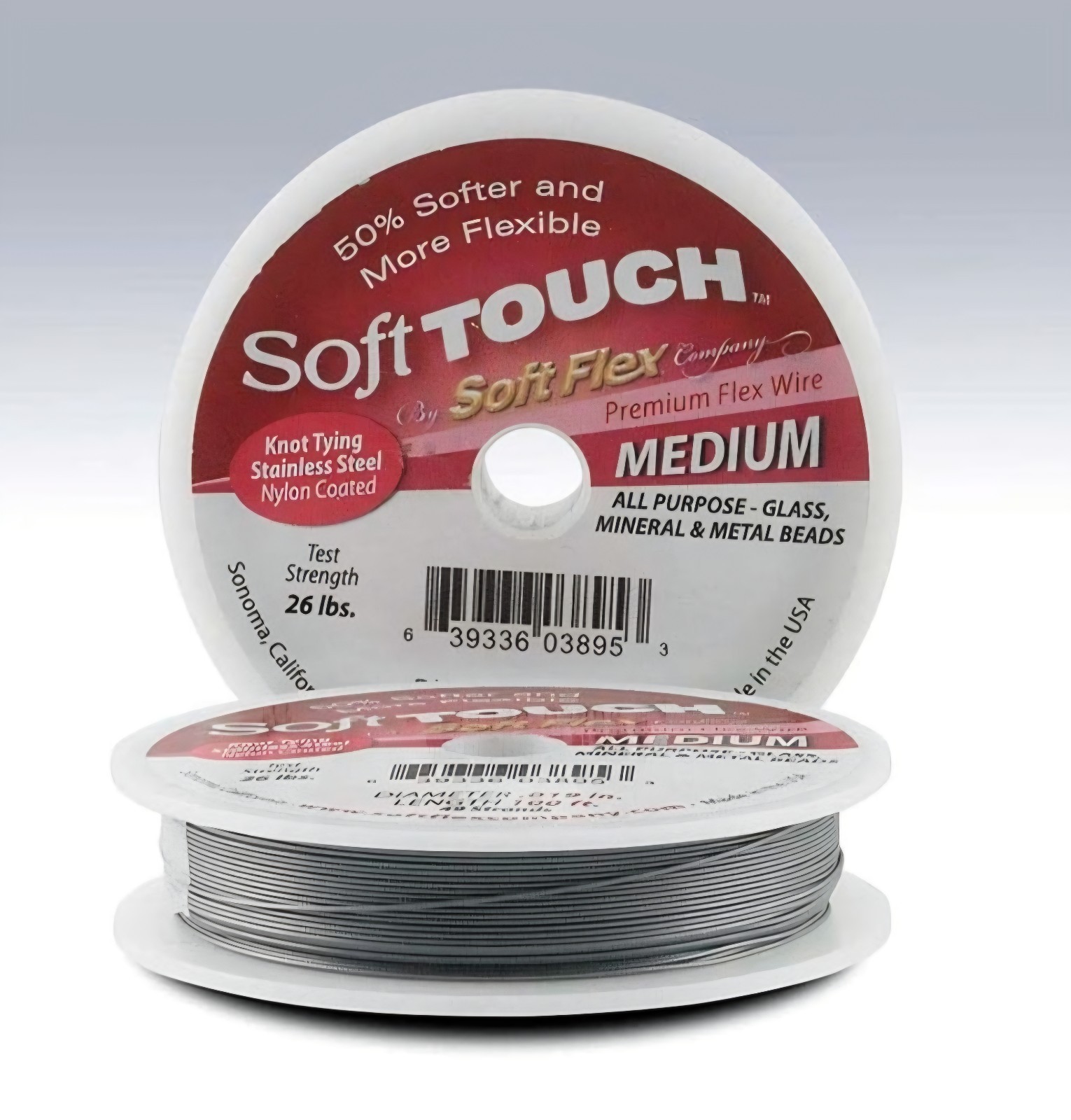 Soft Touch by Soft Flex Satin Silver Beading Wire • 49 Strands/.019″ • 100ft New