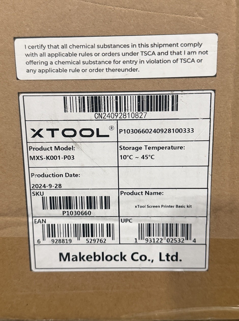 xTool Screen Printer Basic Kit S1 – MXS-K001-P03