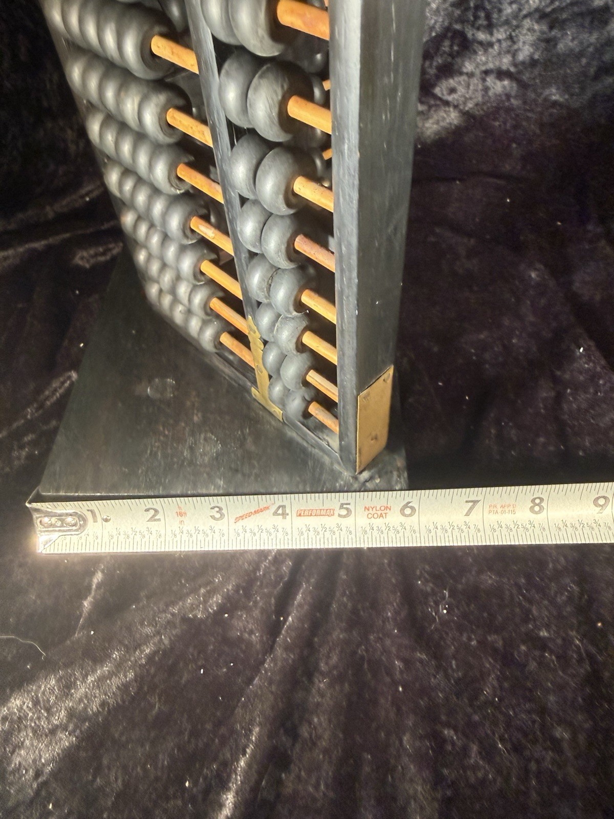 Vintage Chinese Abacus Stand / Decor 13 Row 91 Bead Wood & Brass