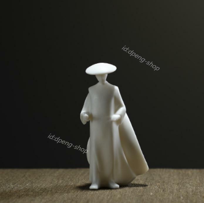 4″ Chinese White Porcelain Ceramics Swordsman Hero Figurine Statue Statues2