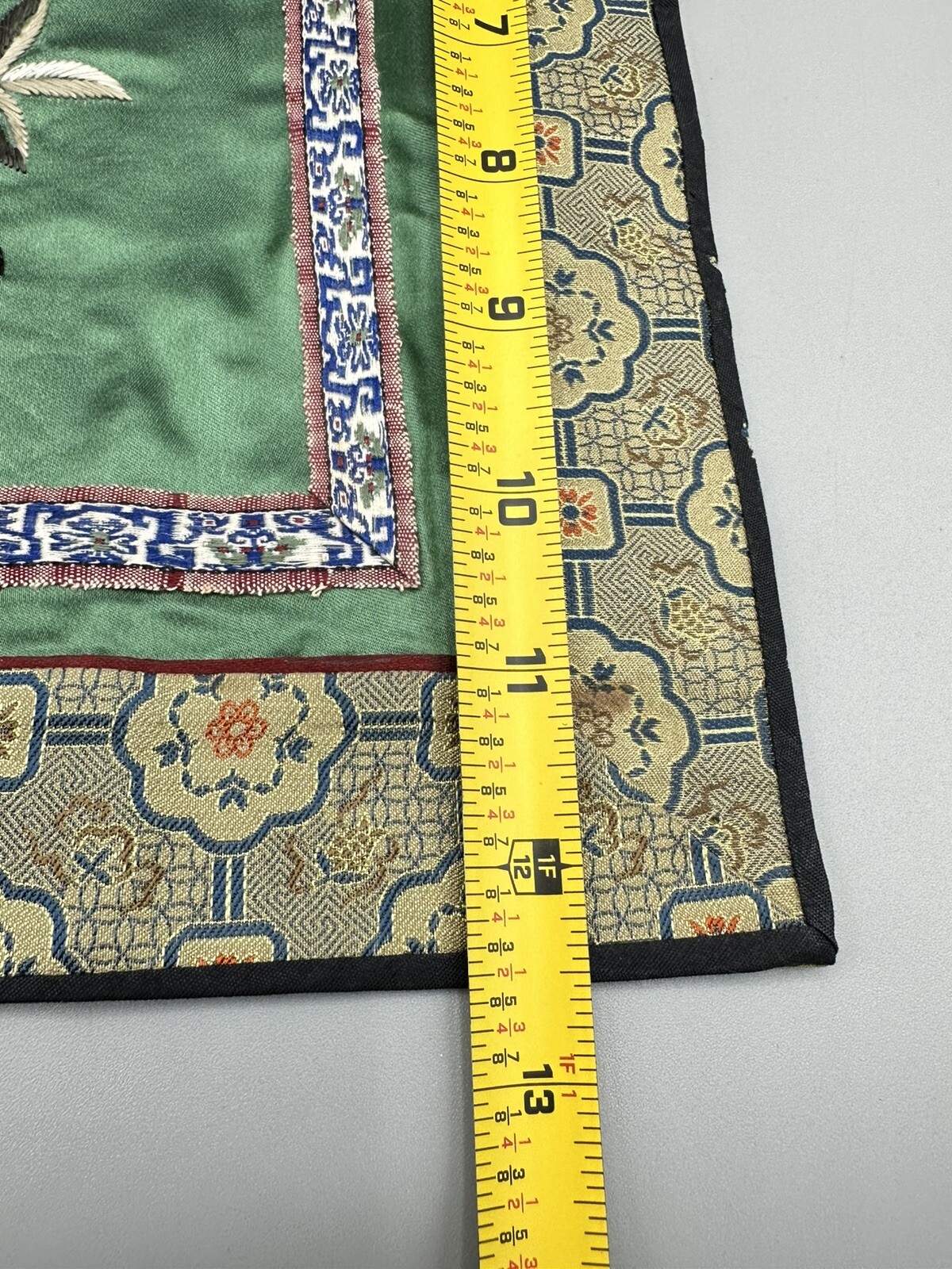 Vintage Chinese Silk Flower Floral With Elegant Bird Embroidery Panel 11x12in”