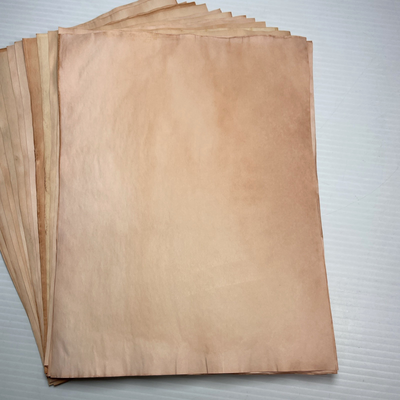 40 Avocado Grungy Peachy-Pink Hand Dyed 8.5″x11″ Paper Junk Journal Supply 3-15