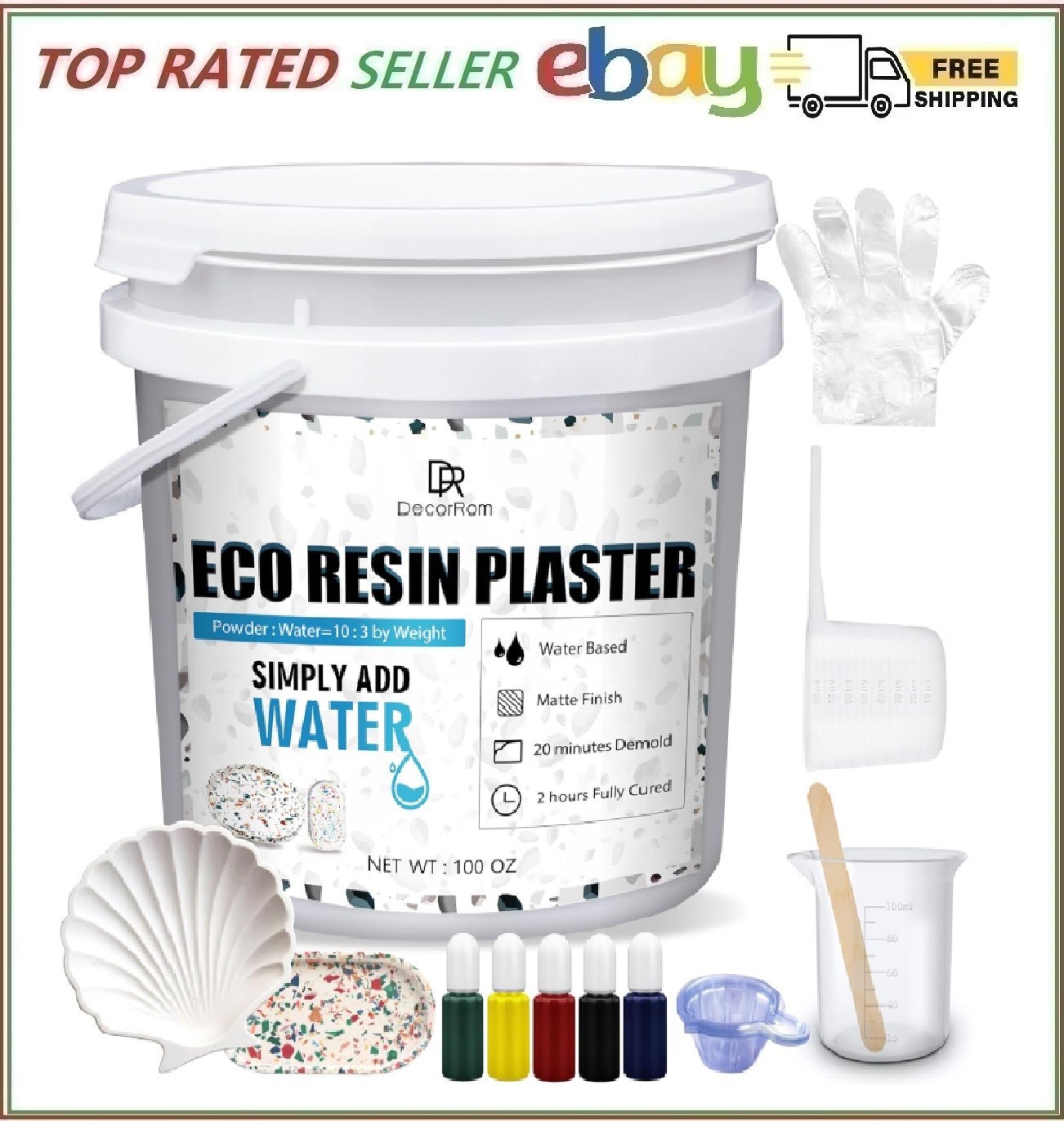 Eco Resin Casting Powder 100oz 2800g Fast Cure Water-Activated 20-30min Demold