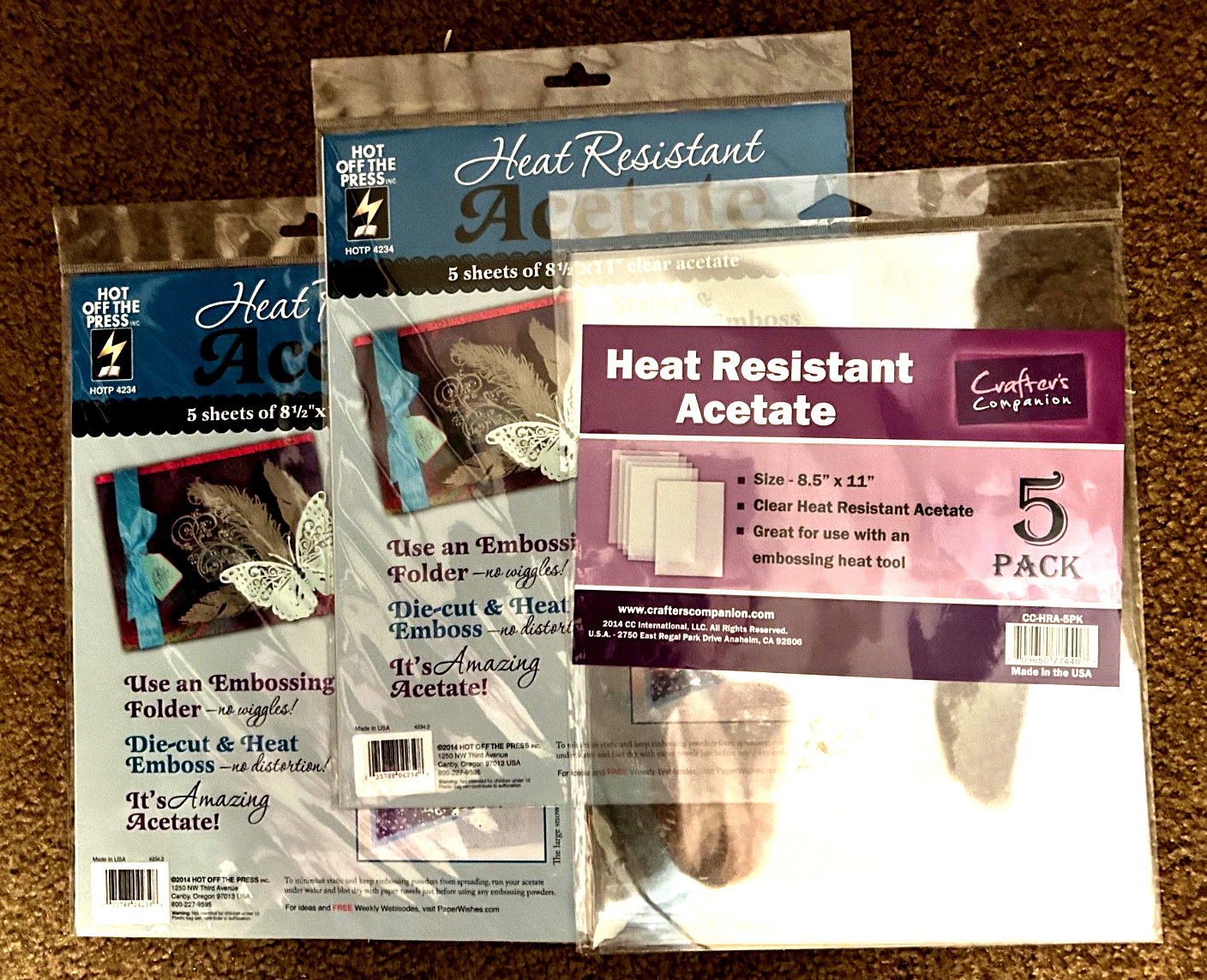 3 Packs of 5 Sheets Of Clear Acetate. Heat Resistant!Just Stamp Heat Emboss.