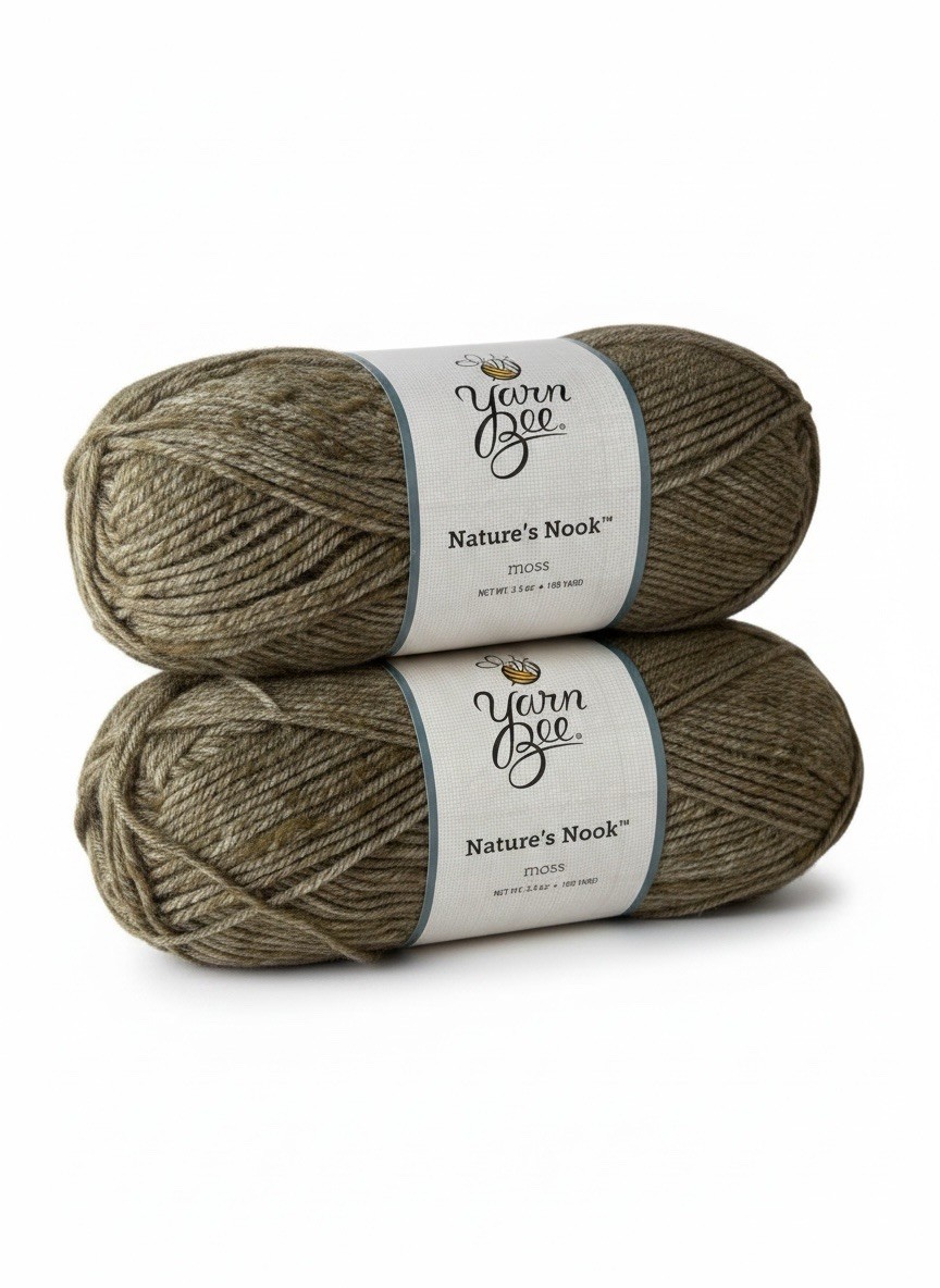 Yarn Bee Nature’s Nook Moss Lot of 2 Skeins New Aran Weight Acrylic Blend Yarn