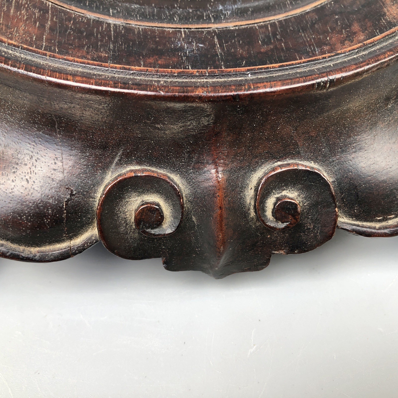 Antique Chinese Hongmu? Wood Carved Scroll Cloud Square Vase Planter Stand