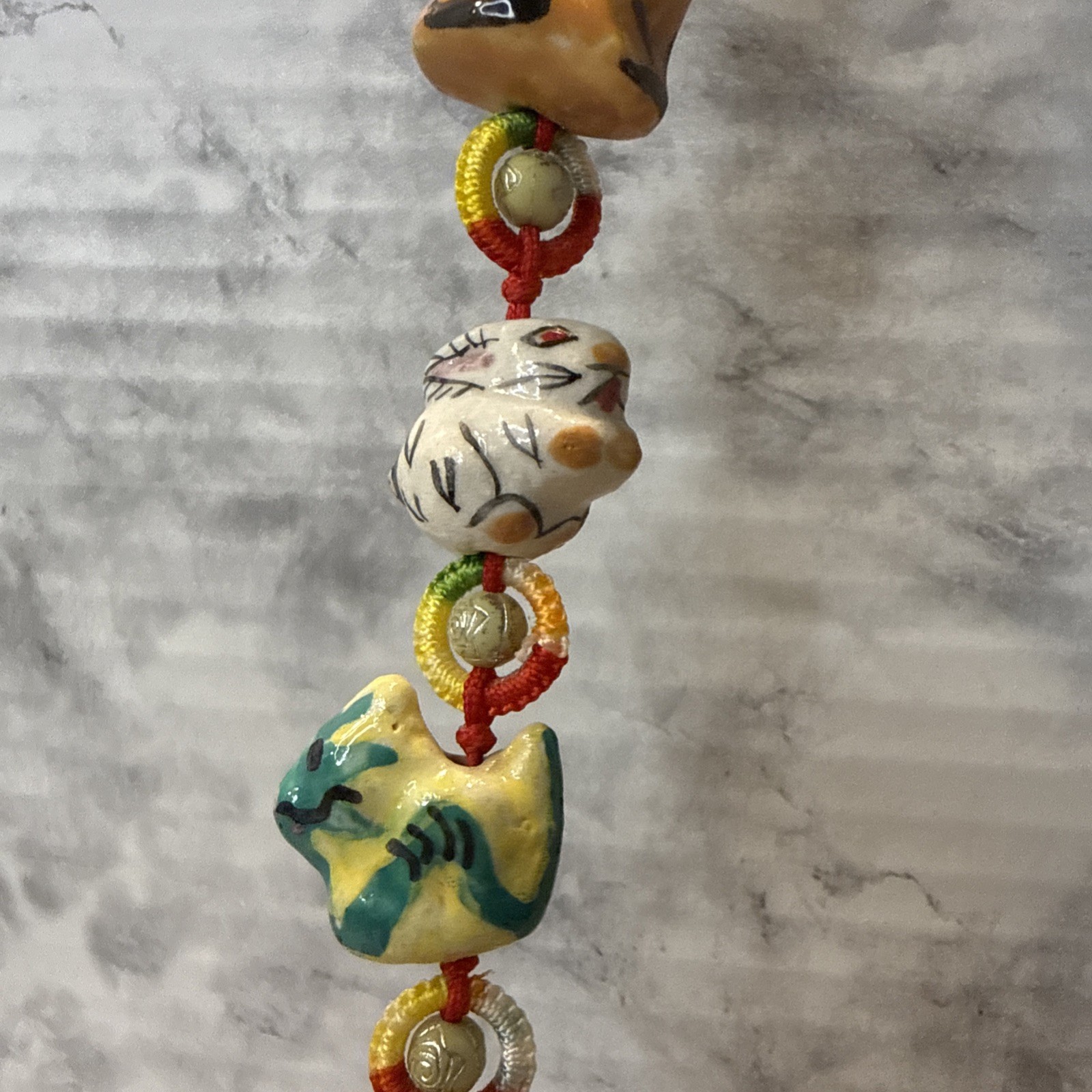 Folk Art Chinese Zodiac Porcelain Hand Painted Animal Garland Tassel 23 Long GUC
