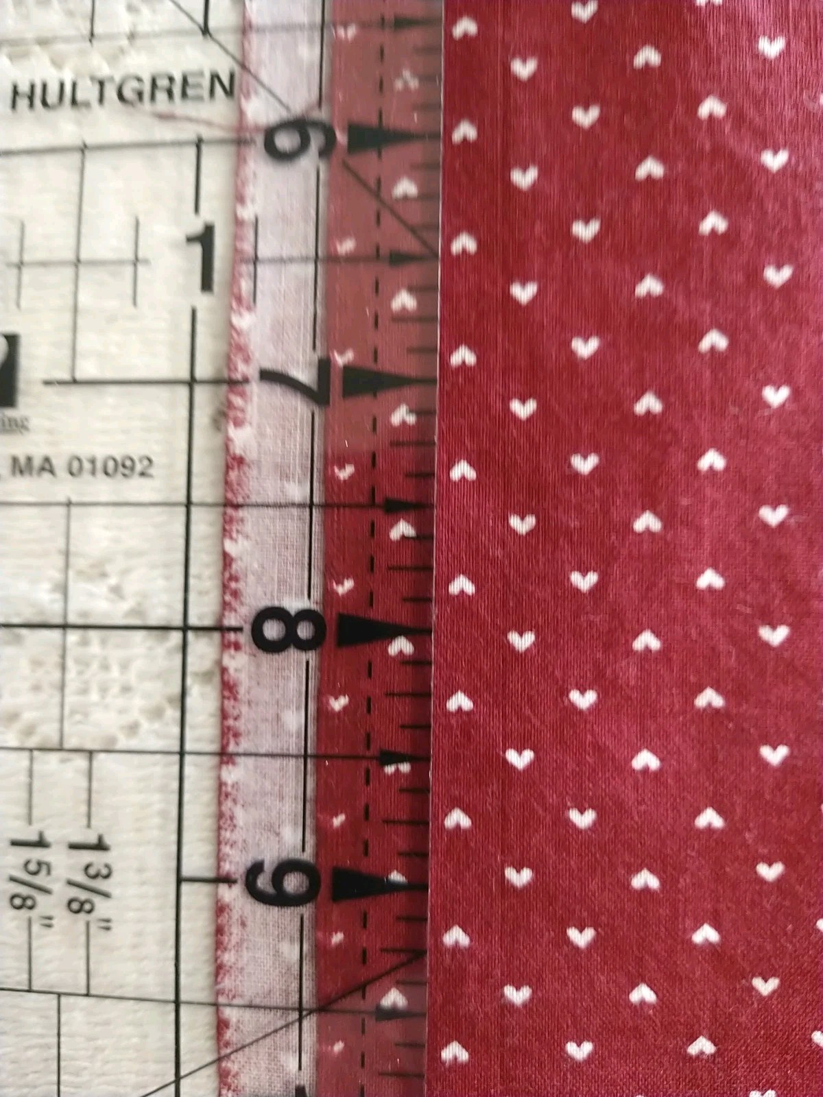 REMNANT Vintage Tiny Hearts Burgundy & White Cotton Fabric Valentine 16×21″