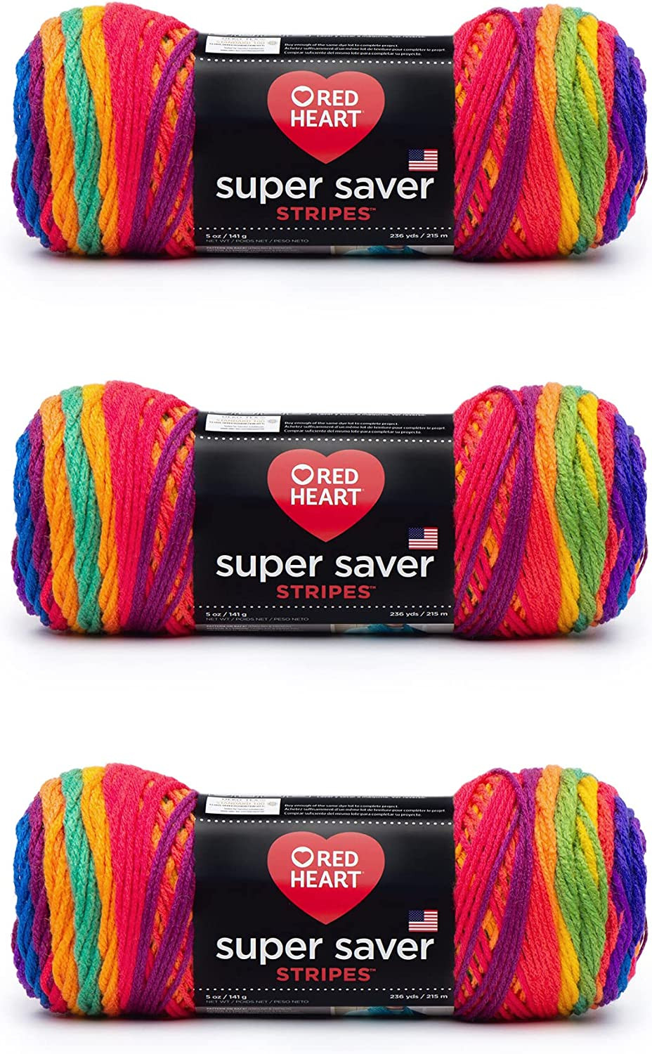 Red Heart Super Saver – 3 Pack of 198g/7oz – Acrylic – Knitting/Crochet