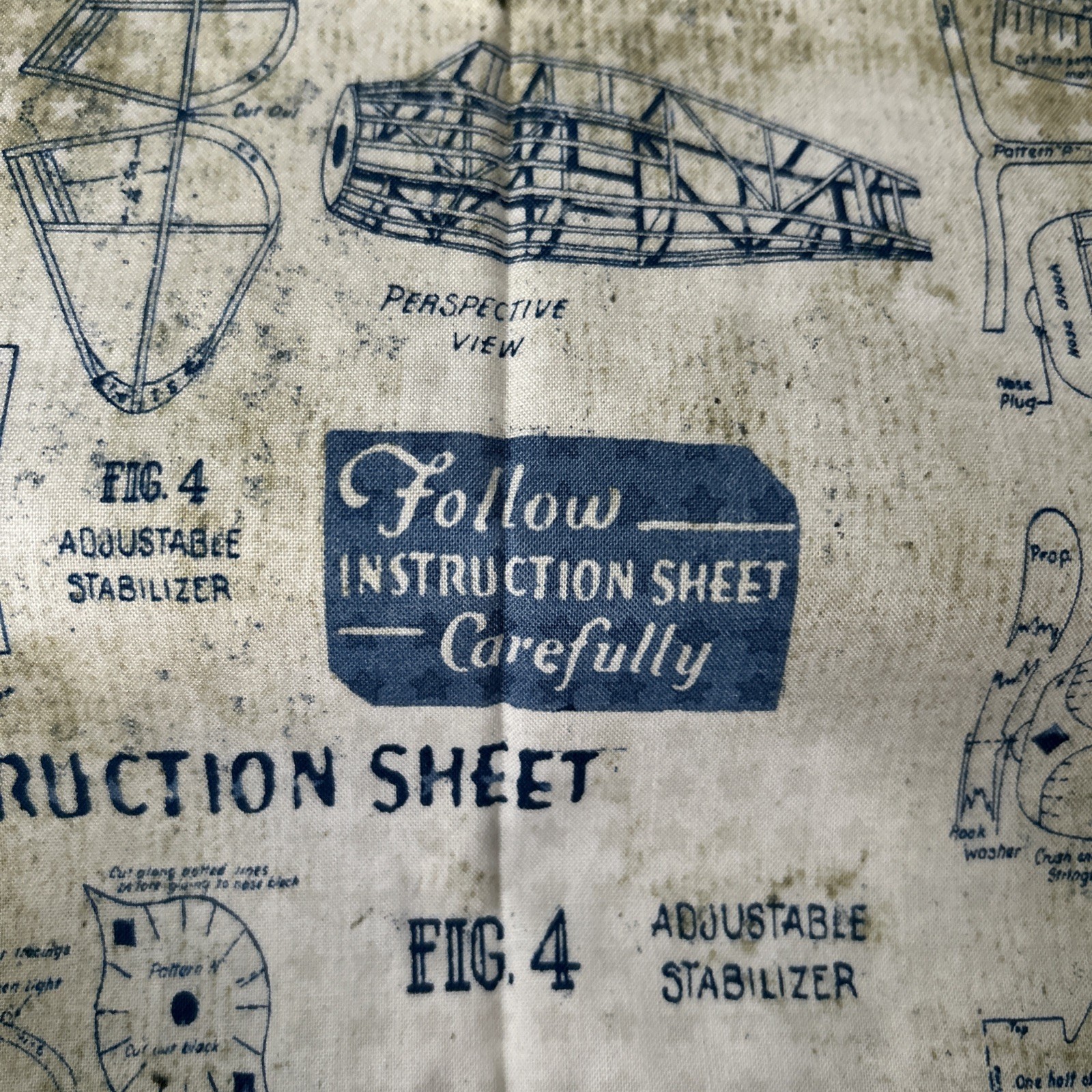 Tim Holtz Eclectic Elements Correspondence Cotton Quilting Fabric Model Airplane
