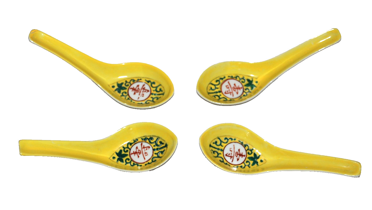 Asian Egg Drop Soup Rice Spoons Japanese Chinese 1985 Ceramic 5.50″ Set of 4