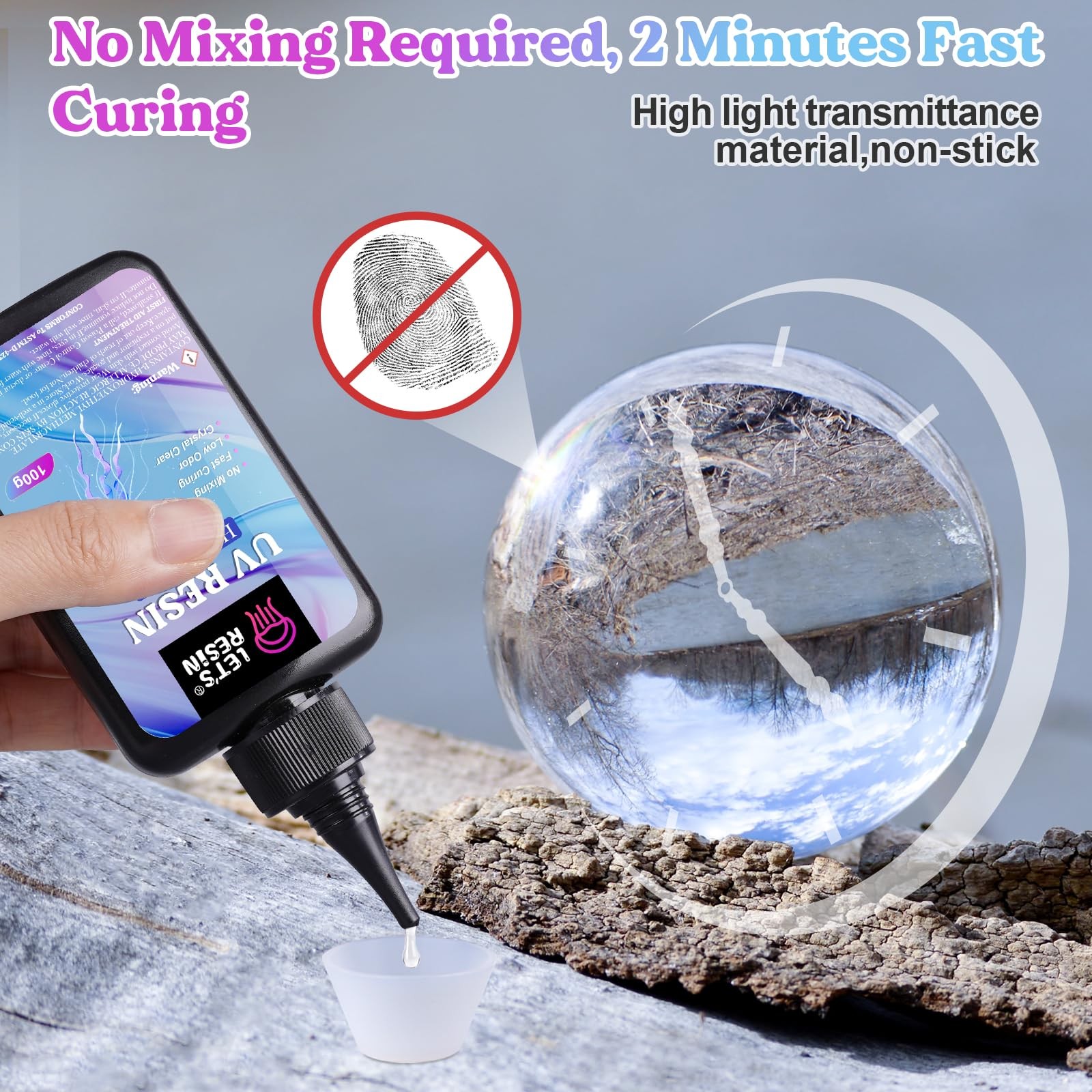200g High Viscosity Crystal Clear Thick UV Epoxy Resin Kit QuickCuring