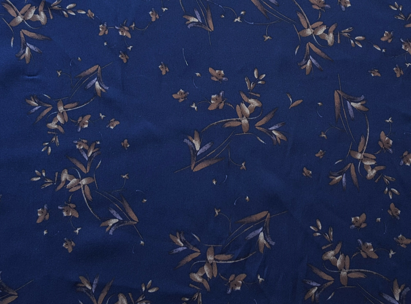 100% Silk Charmeuse Fabric by the Yard Navy with Flowers Print 12/19