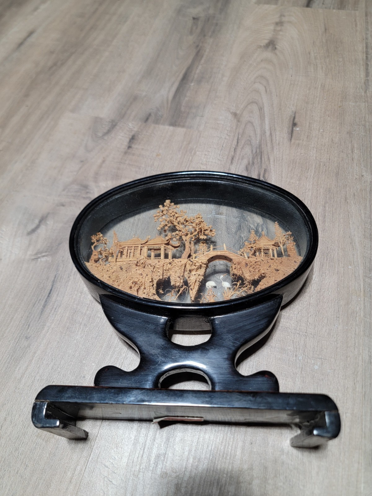Vintage Chinese Cork Carving Diorama